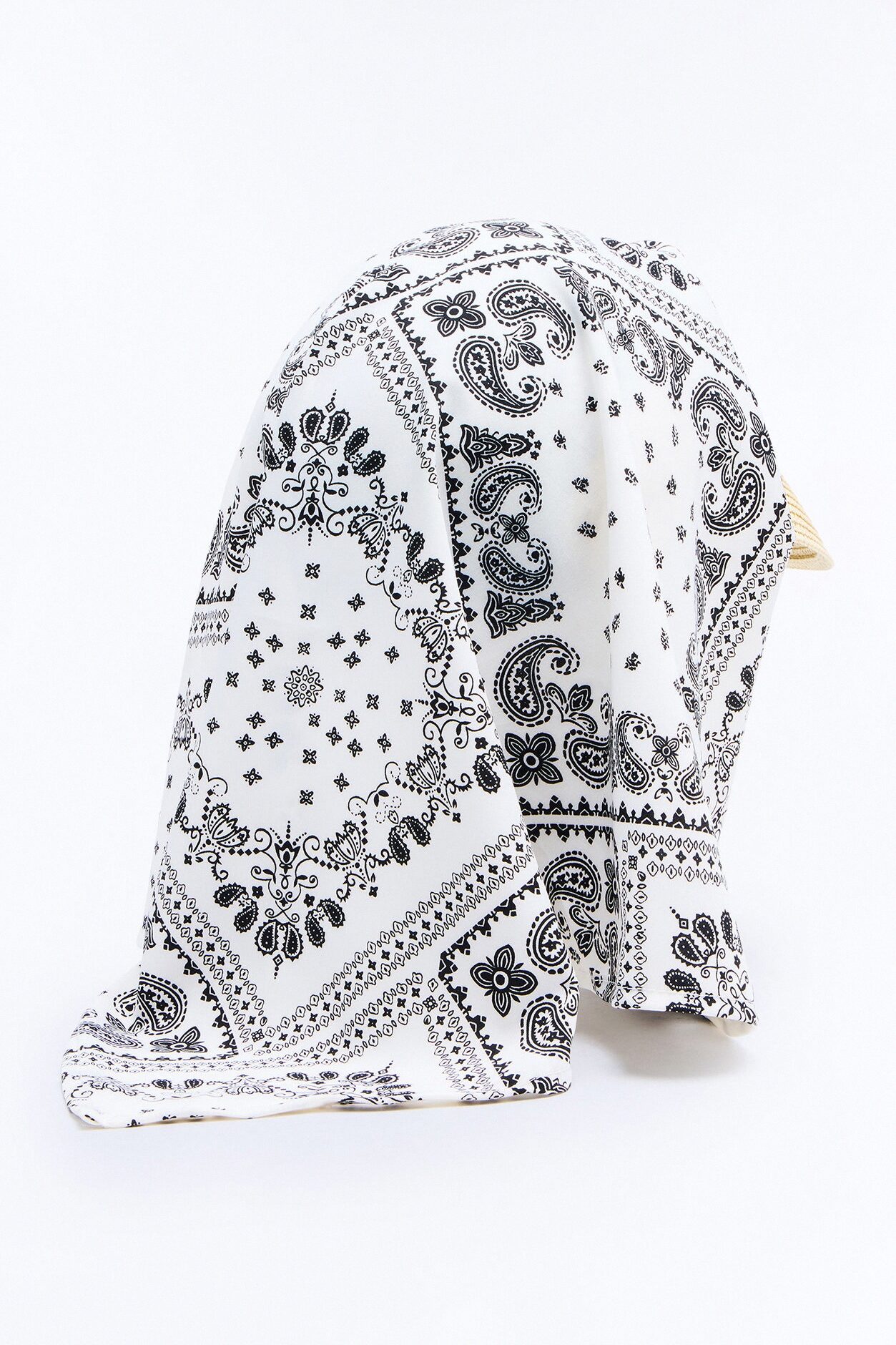 Gran Torino Straw Visor And Head Wrap - White/combo