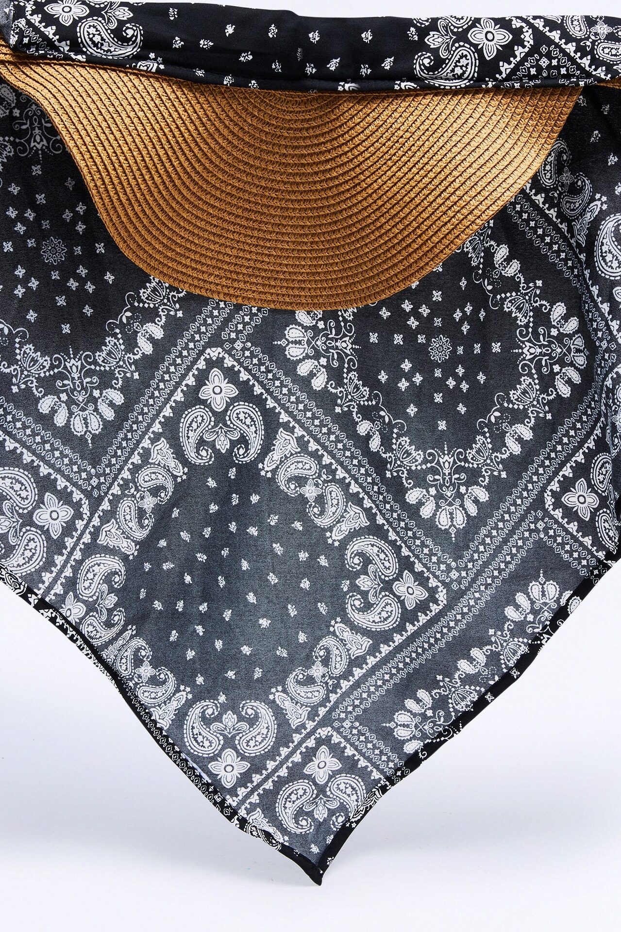 Gran Torino Straw Visor And Head Wrap - Black/combo