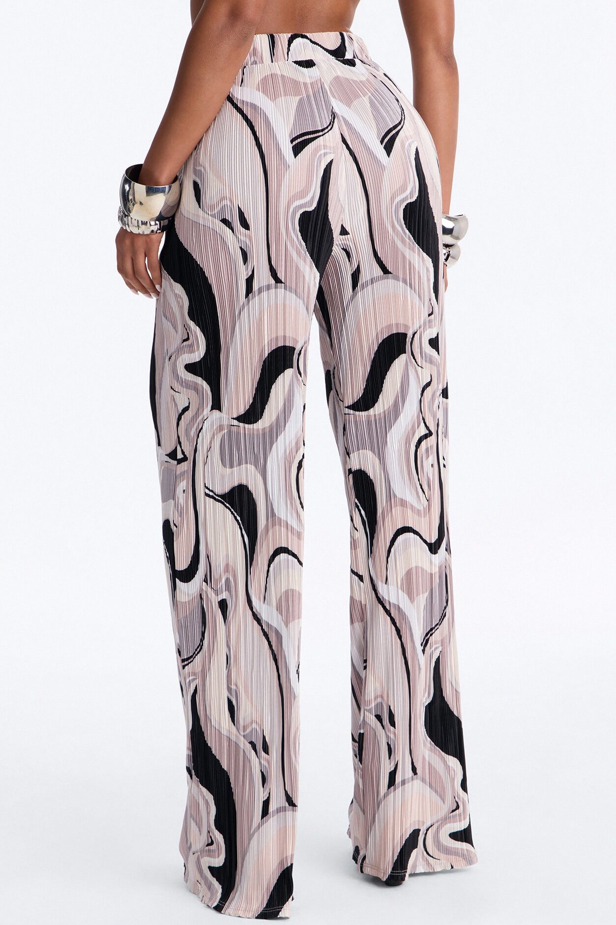 Pure Bliss Printed Plisse Pant - Grey/combo