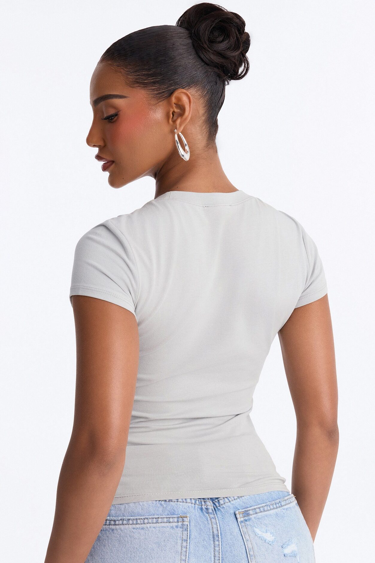 Alyssa Crew Neck Top - Light Grey
