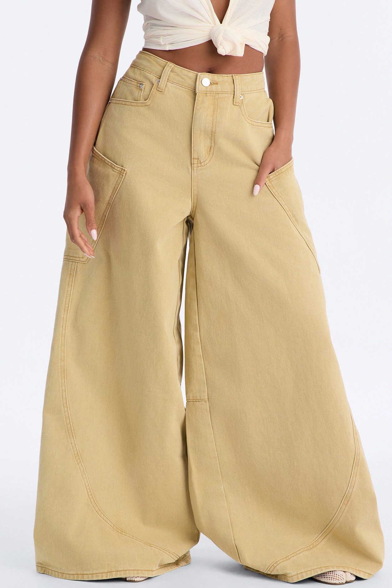 Tenants Wide Leg Barrel Pant - Mustard