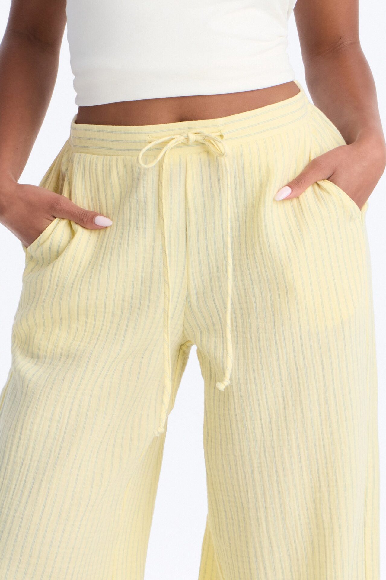 Sunny Haze Wide Leg Gauze Pant - Yellow