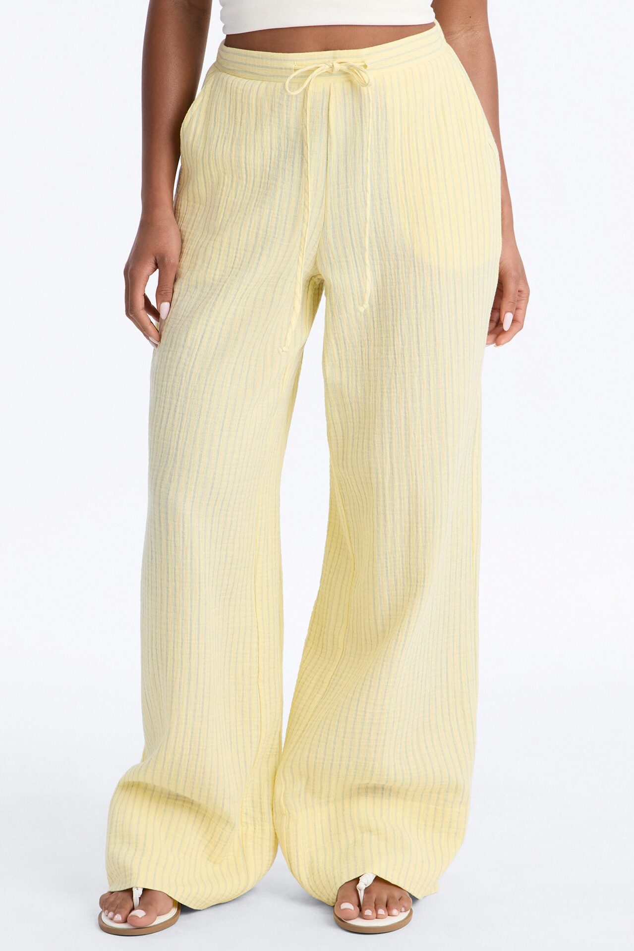 Sunny Haze Wide Leg Gauze Pant - Yellow
