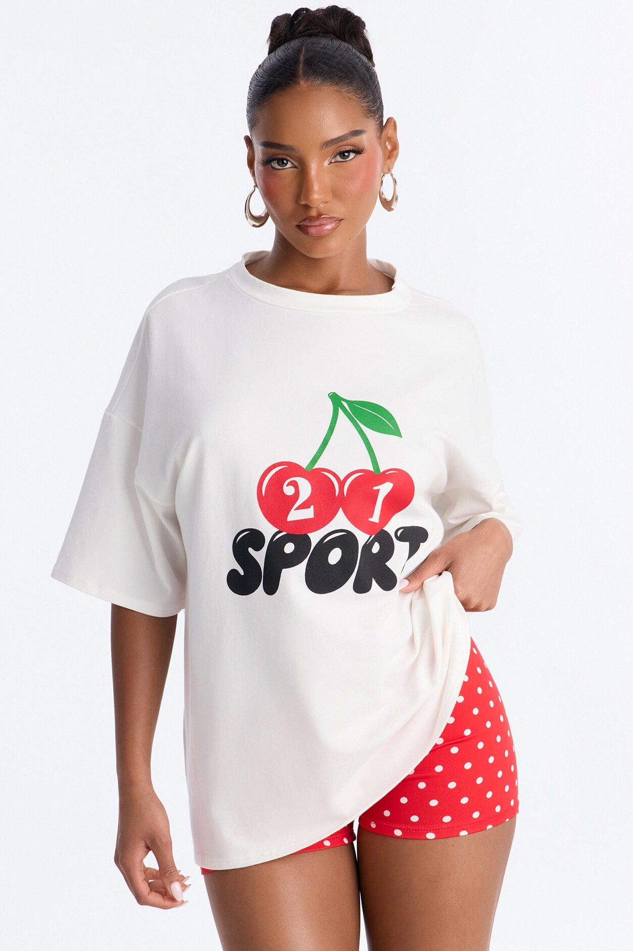 Cherry Play Polka Dot Biker Short Set - Red/combo