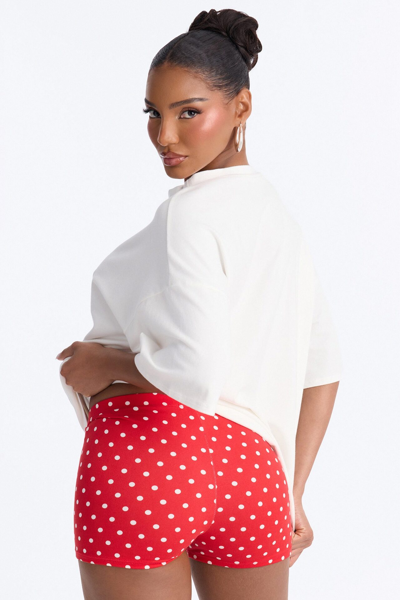 Cherry Play Polka Dot Biker Short Set - Red/combo
