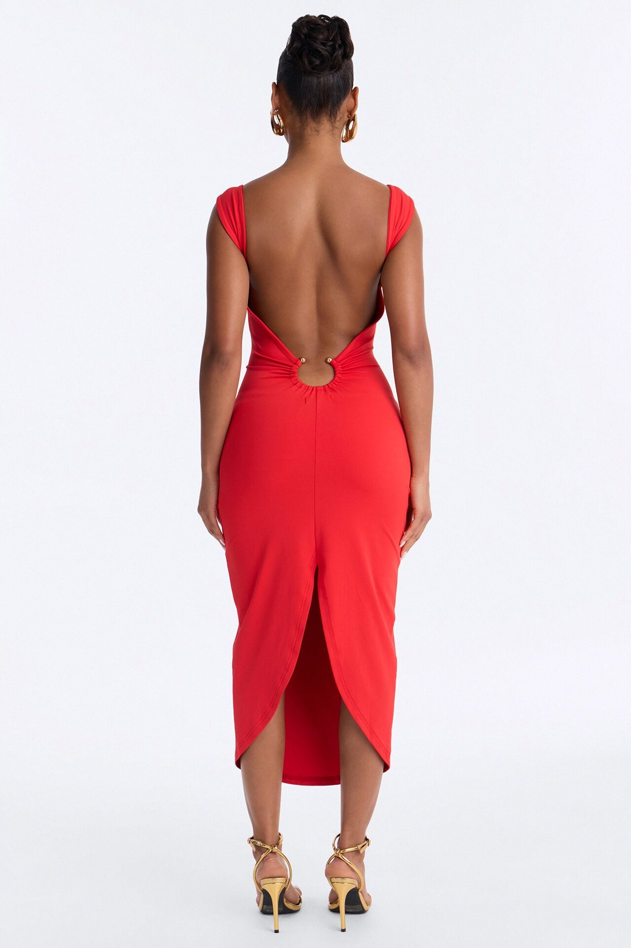 Paloma Backless Midi Dress - Red