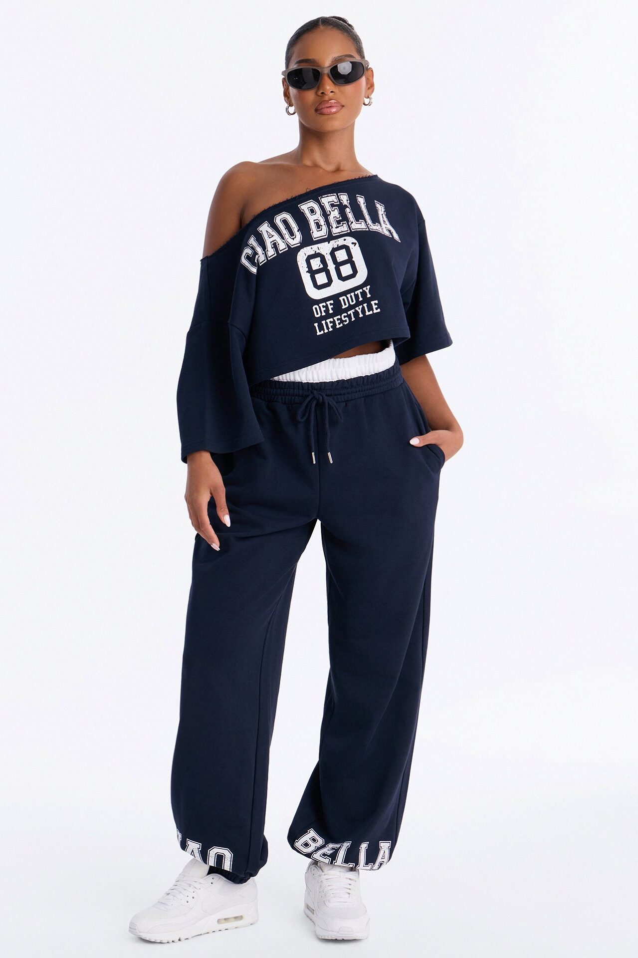 Ciao Bella French Terry Capri Jogger Set - Navy