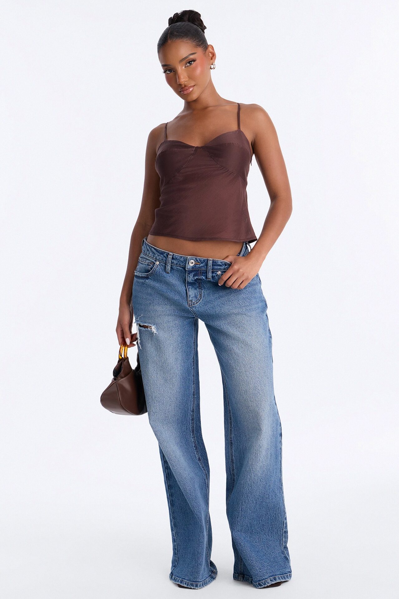 Cutie On the Loose Organza Cami Top - Brown
