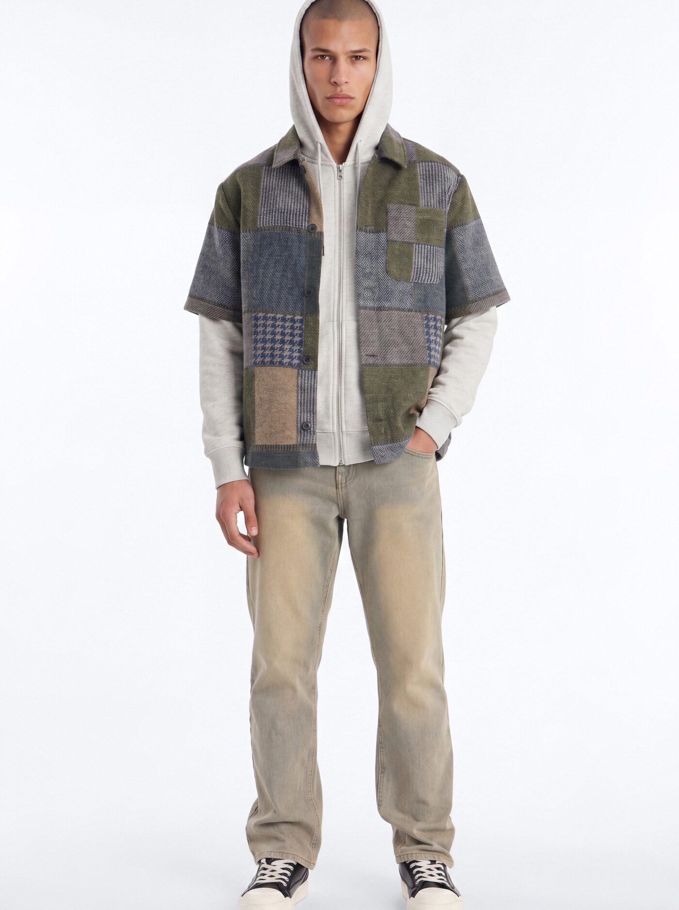 They're Satisfied Patch Relaxed Button Up Shirt - Olive