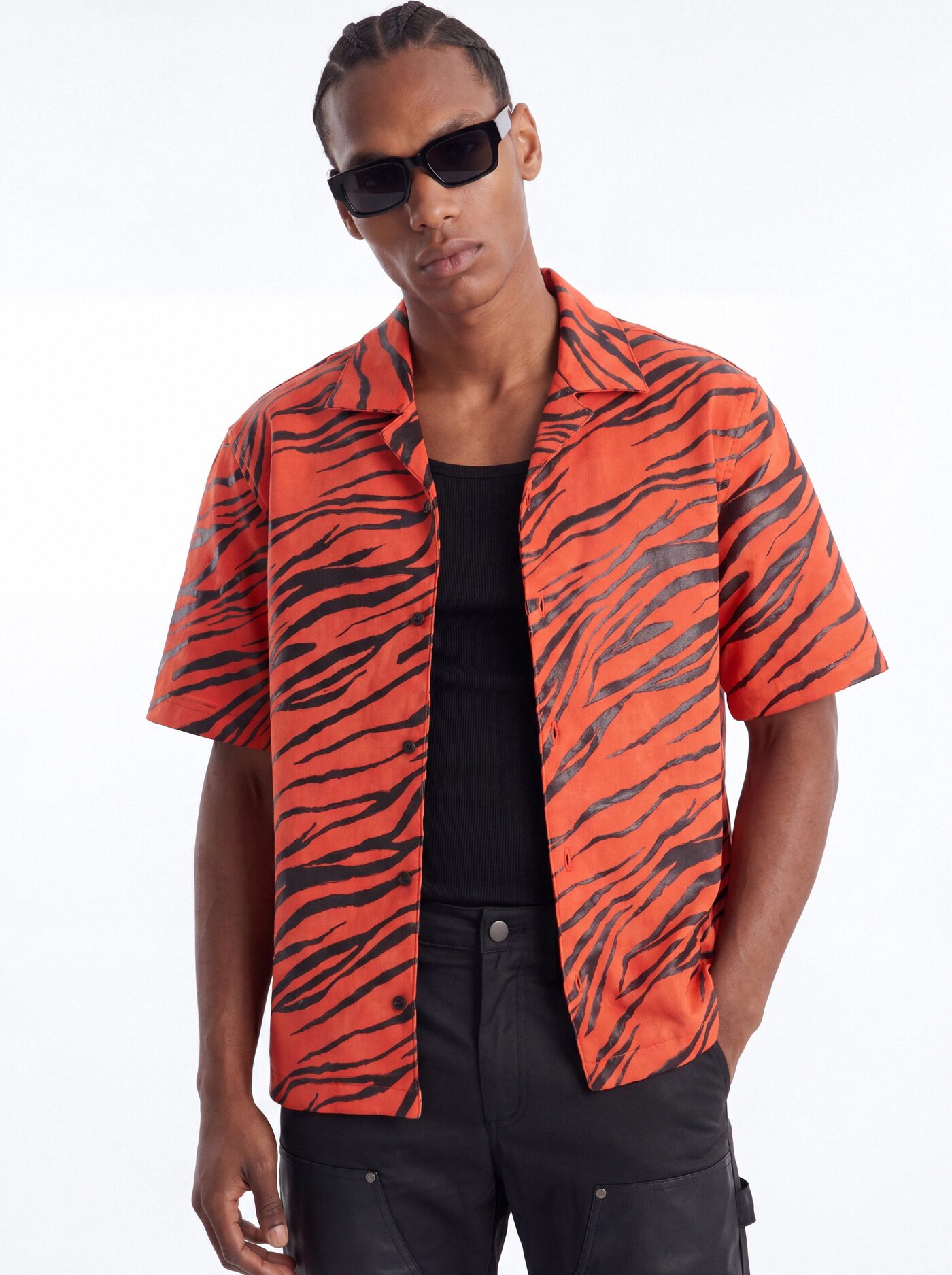 Can't Be Tamed Cuban Collar Button Up Shirt - Orange