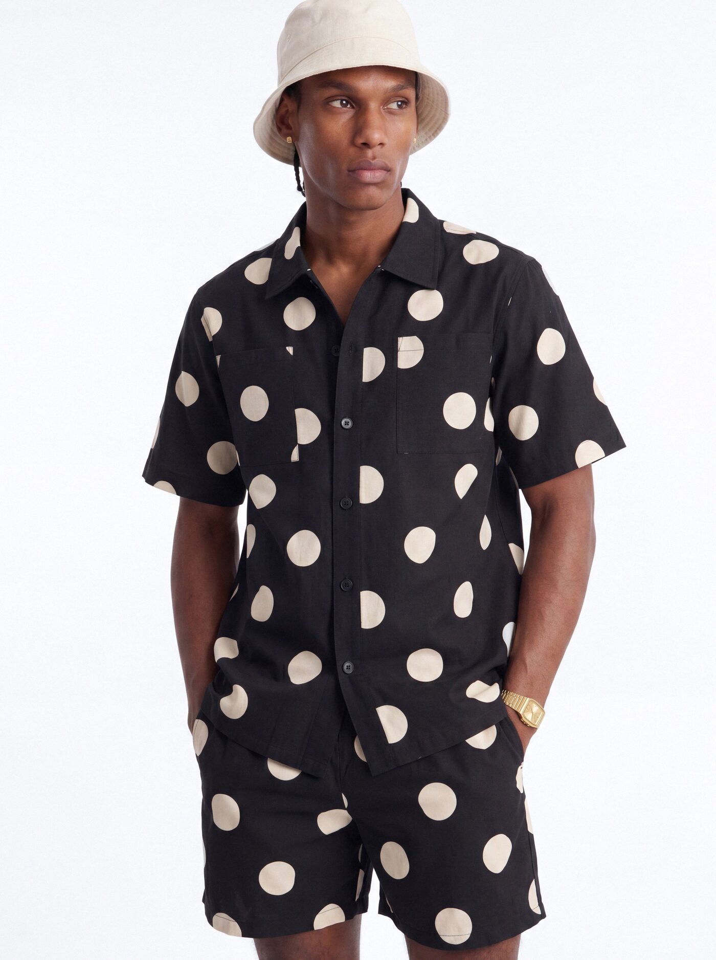 Signature Polka Dot Button Up Shirt - Black/combo