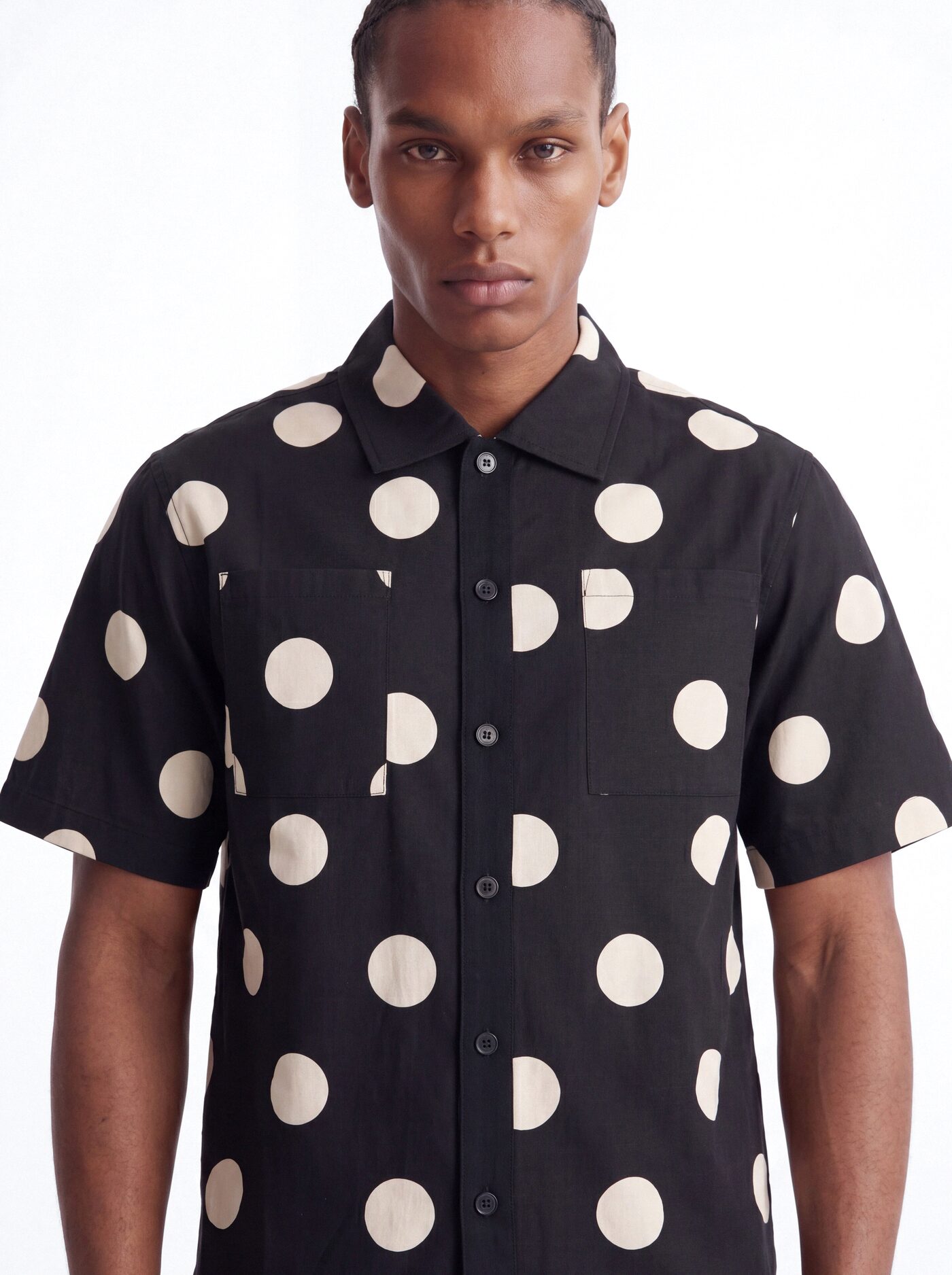 Signature Polka Dot Button Up Shirt - Black/combo