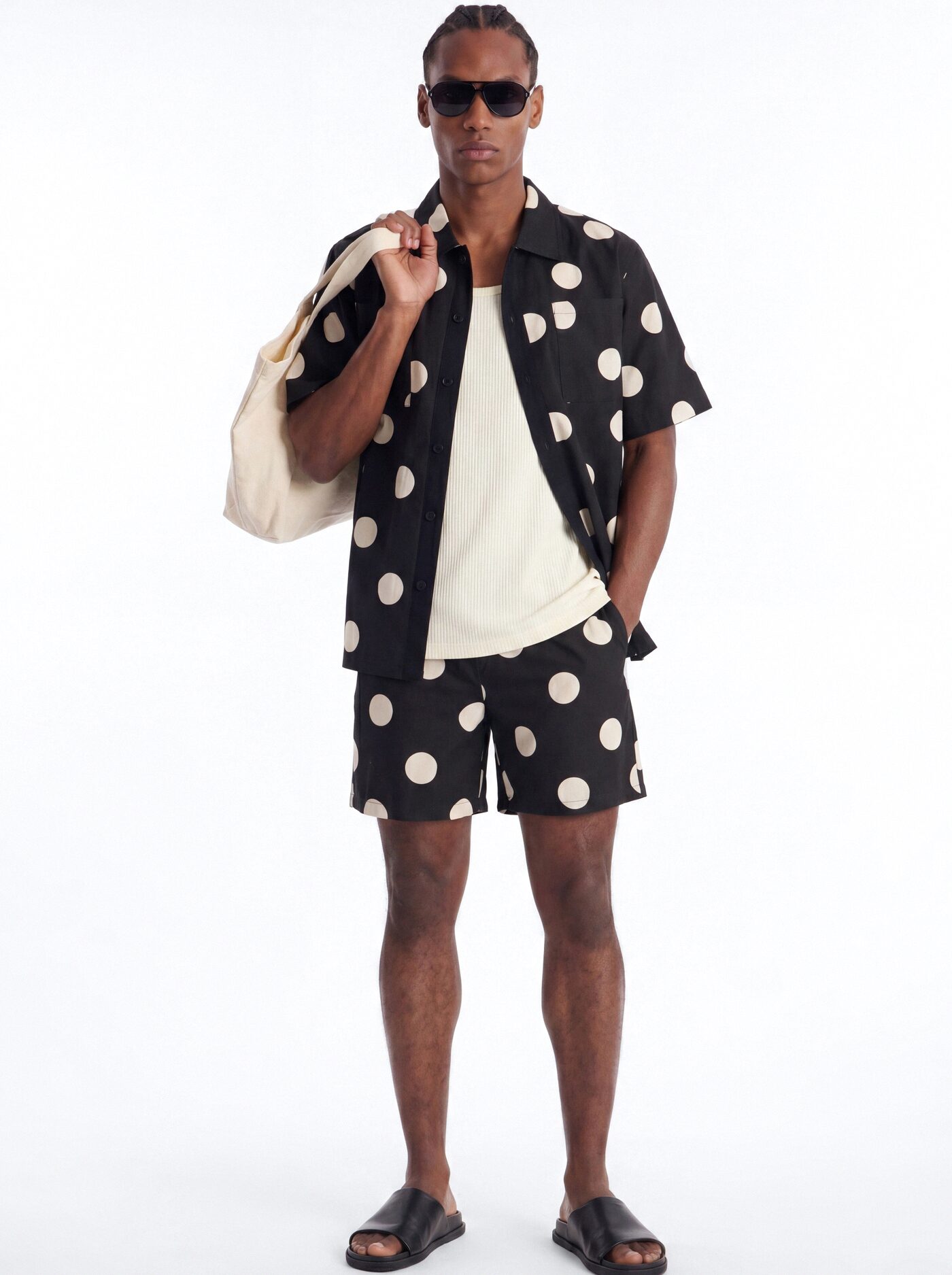 Signature Polka Dot Button Up Shirt - Black/combo