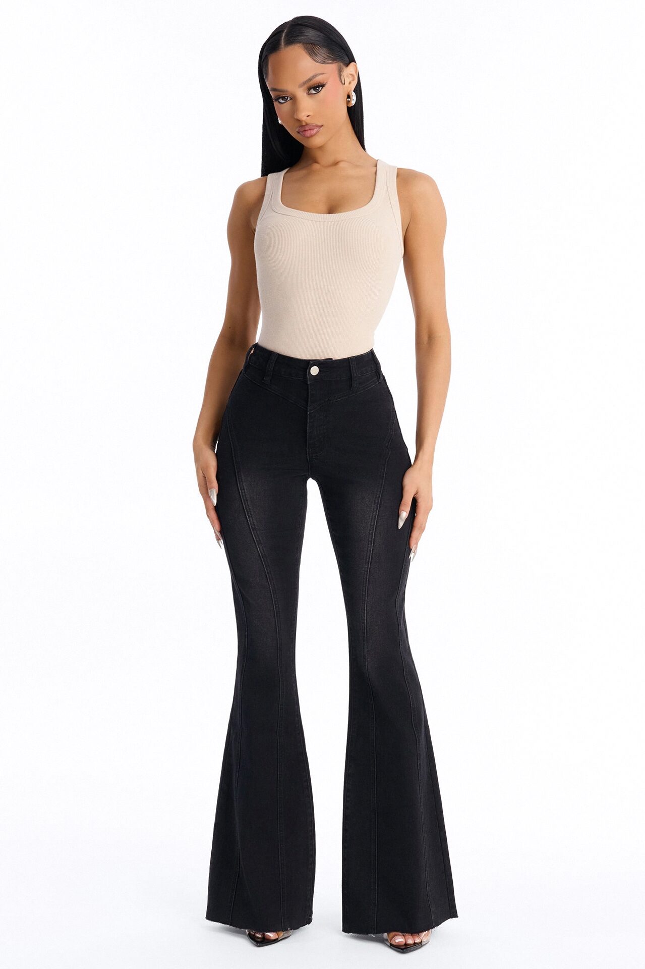 Total Control Stretch Flare Jeans - Black
