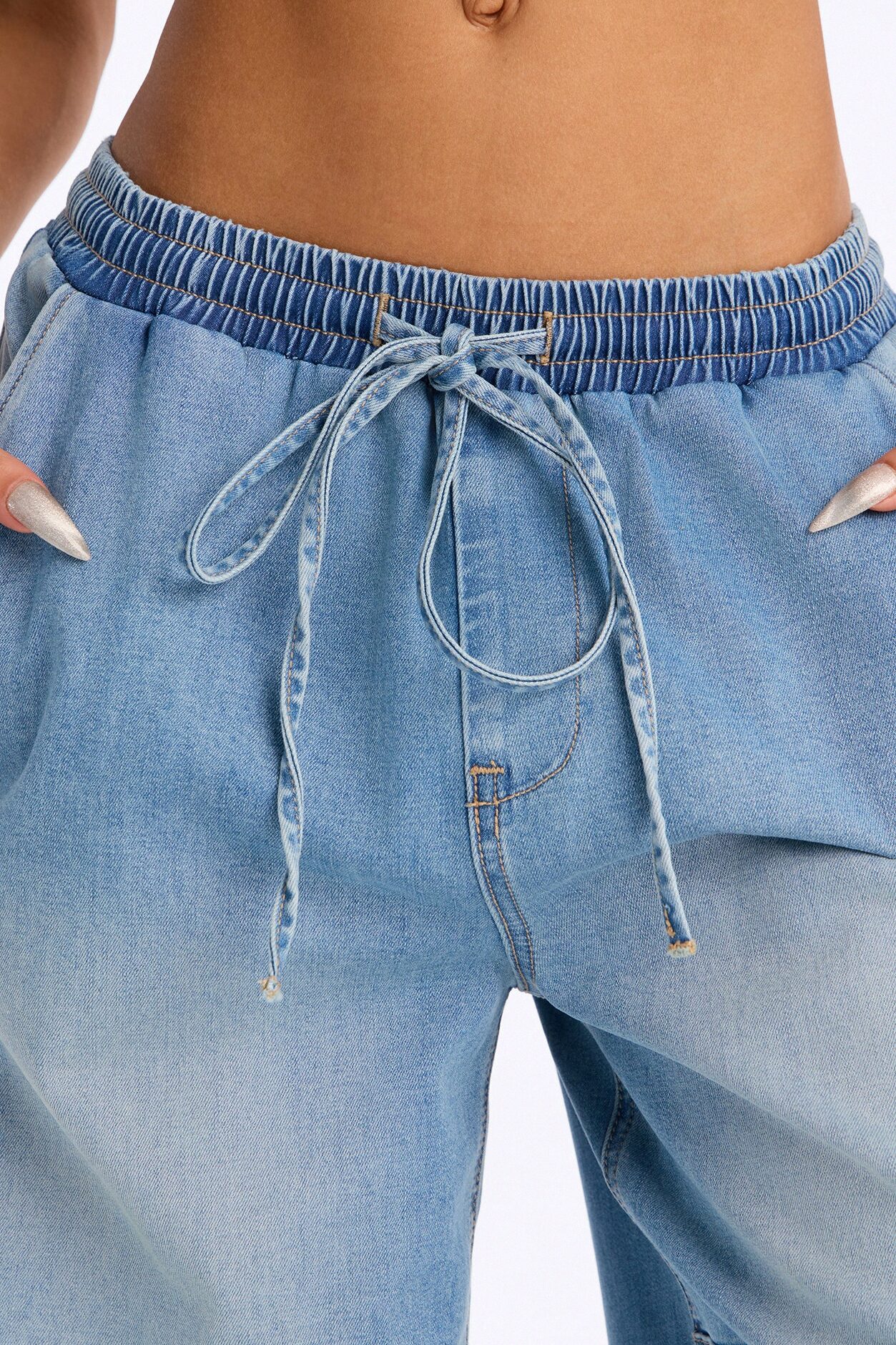 Nantucket Linen Blend Pull On Jeans - Light Wash