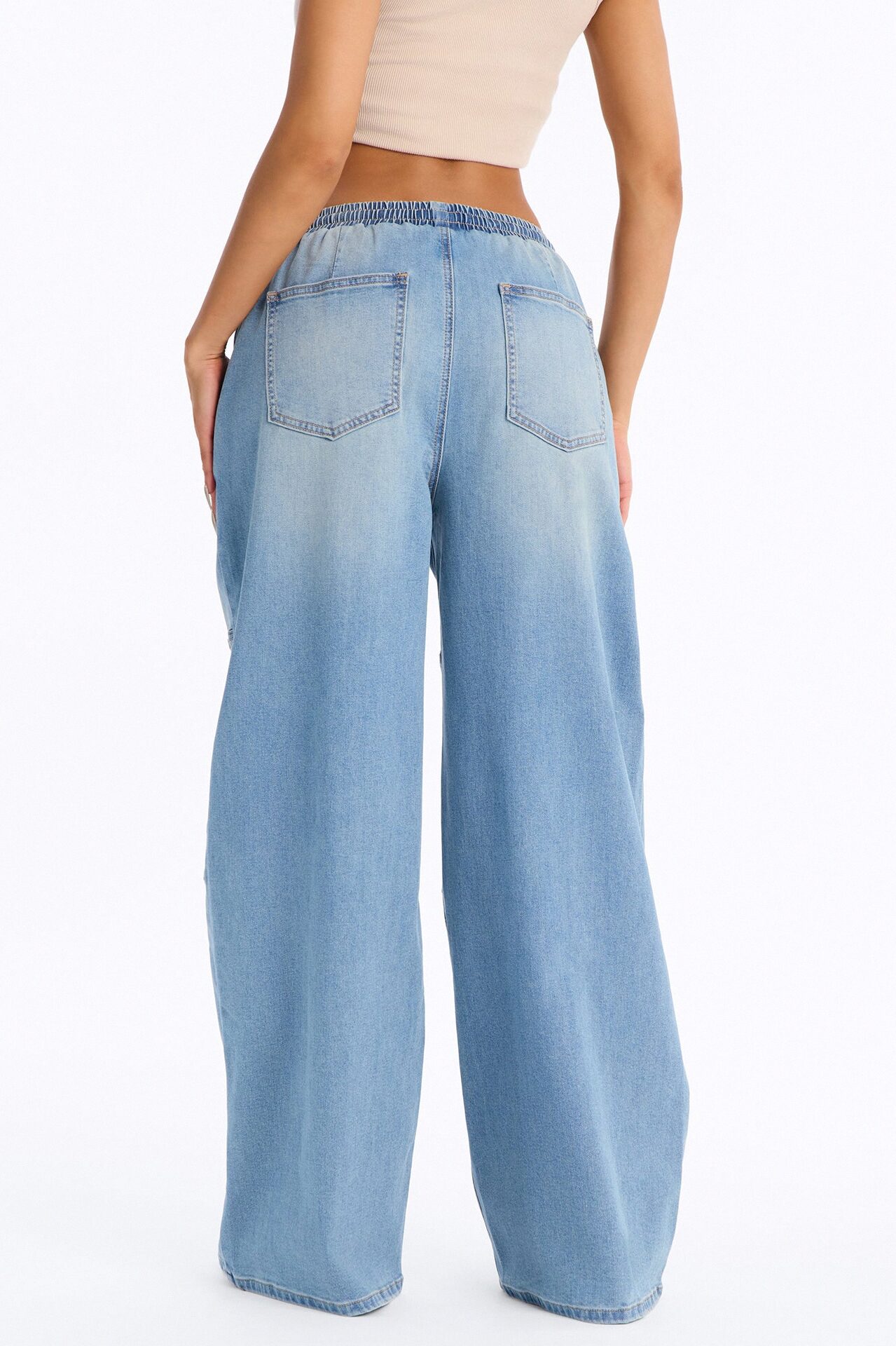 Nantucket Linen Blend Pull On Jeans - Light Wash