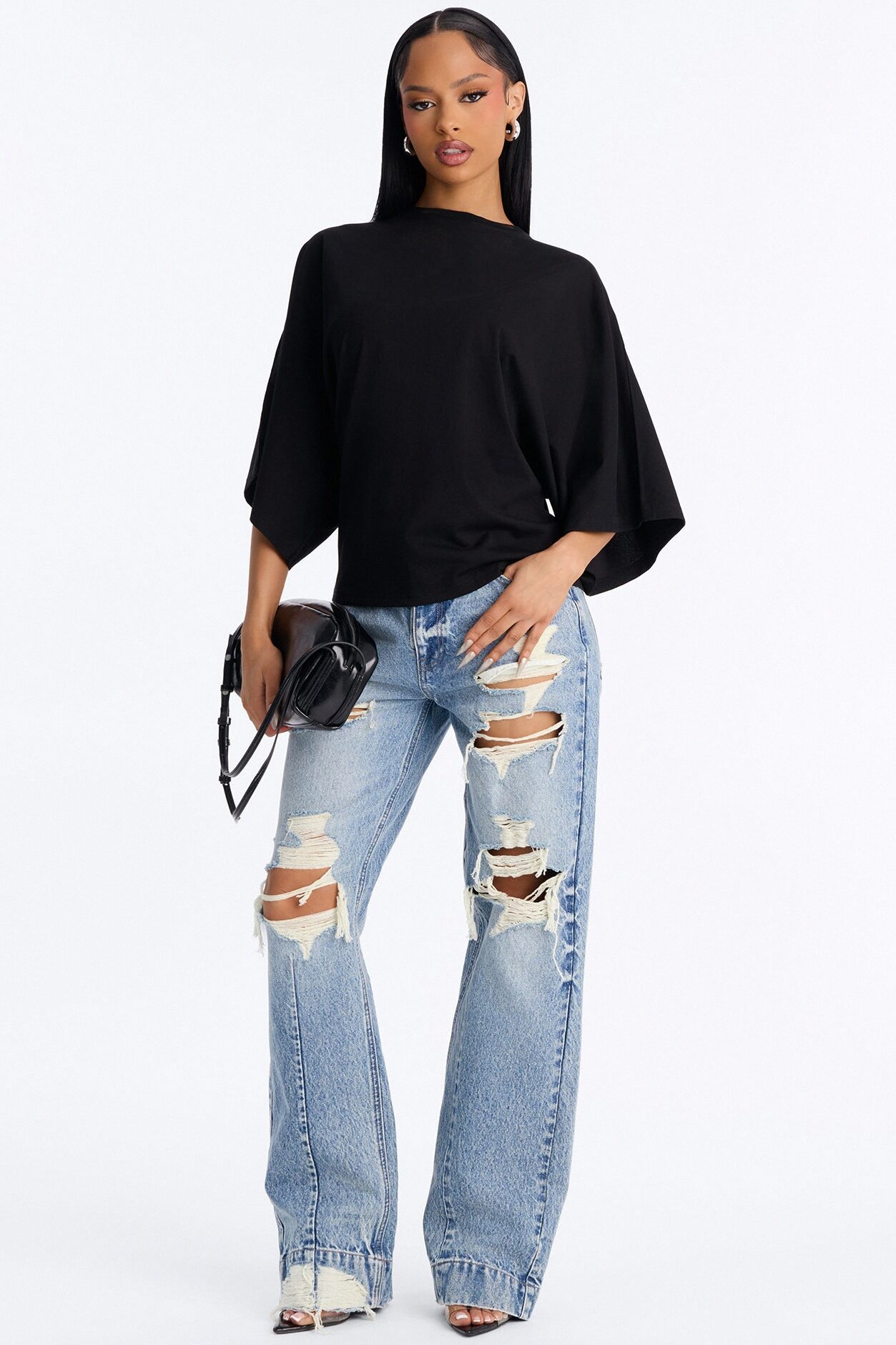 Kendall Oversized Short Sleeve T-Shirt - Black