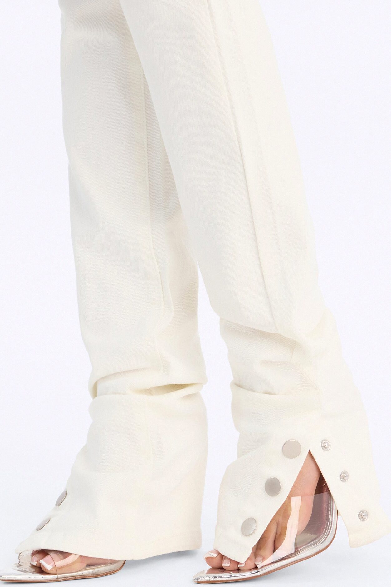 Siena Straight Leg Button Stacked Pant - Ivory