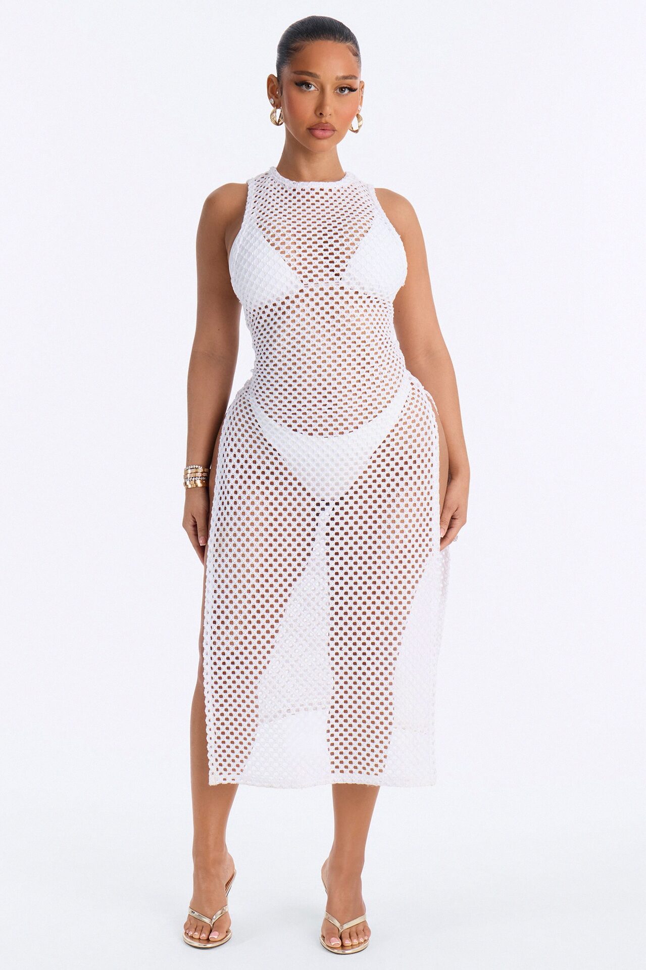 Paradise Sun Open Back Cover Up Midi Dress - White