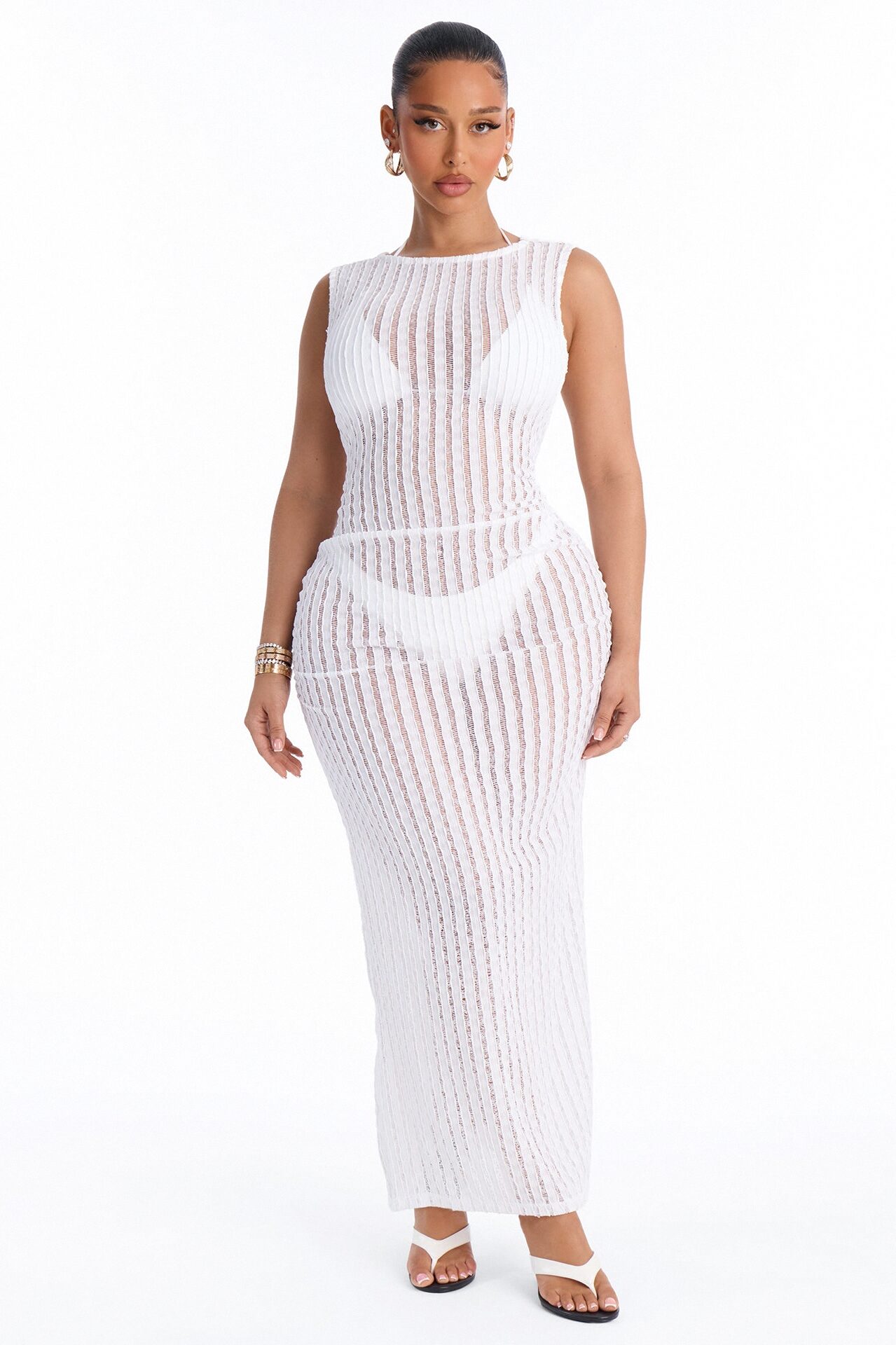 Seaside Vacation Back Cowl Cover Up Dress - White