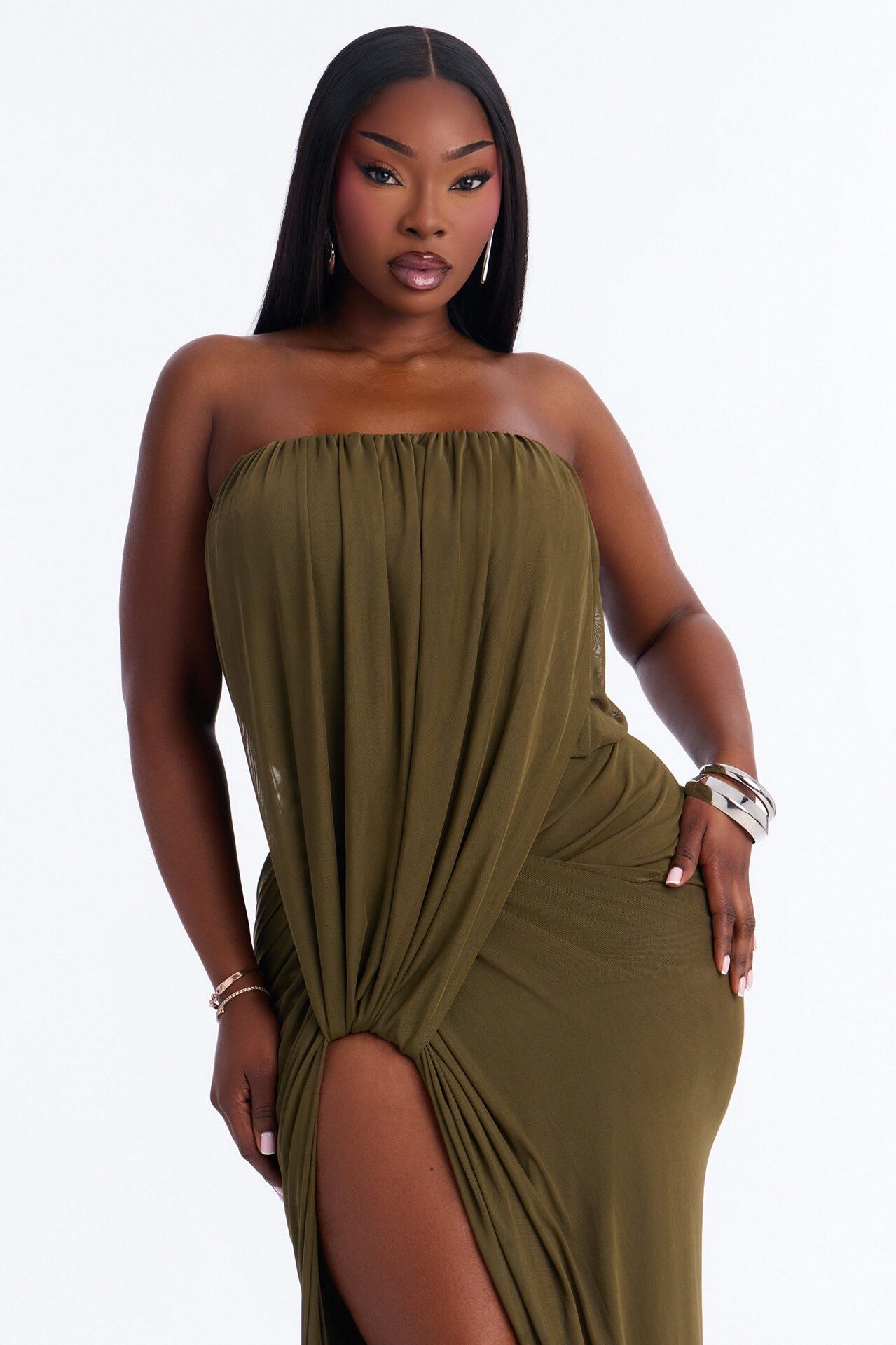 Jordynn Mesh Maxi Dress - Olive