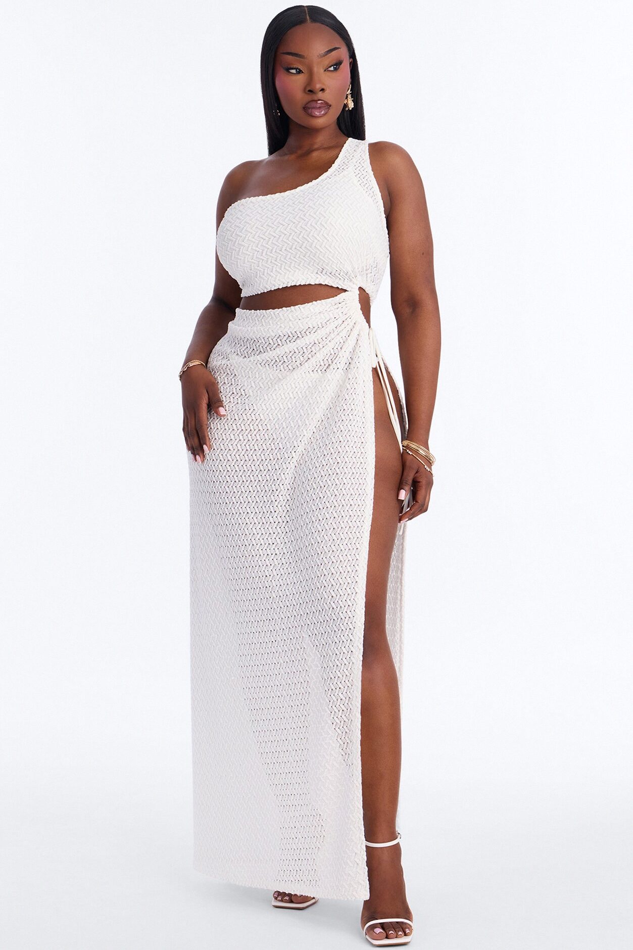 Sweet Pout Lace Maxi Dress Set - White
