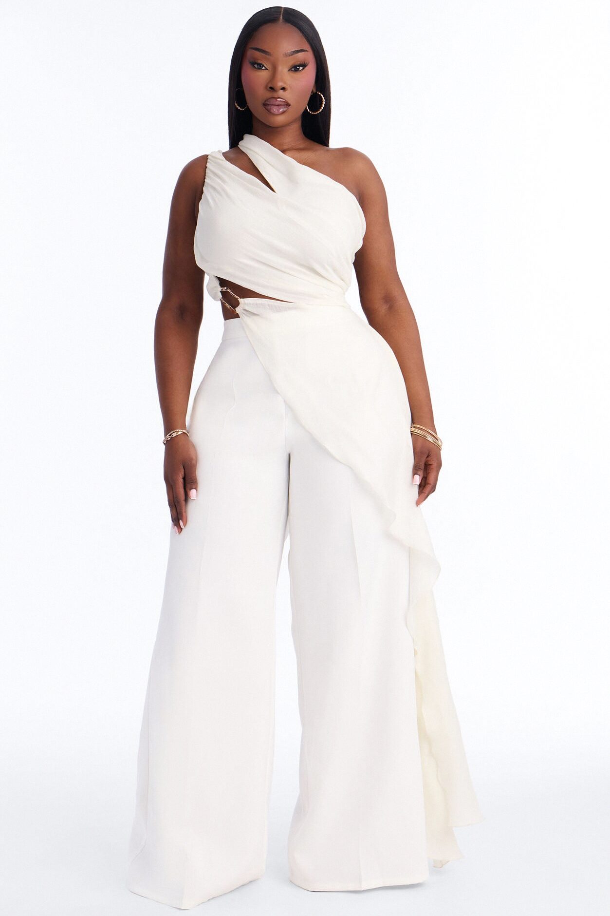 Beatrice Draped Pant Set - Ivory
