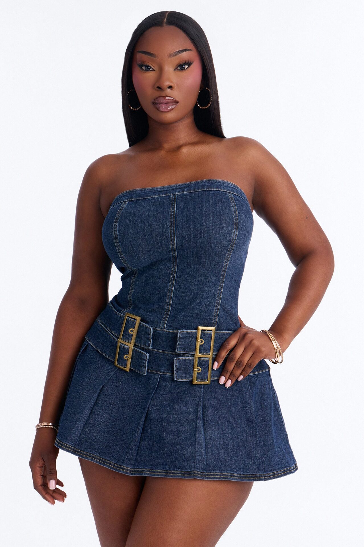 Karolina Strapless Denim Mini Dress - MediumWash