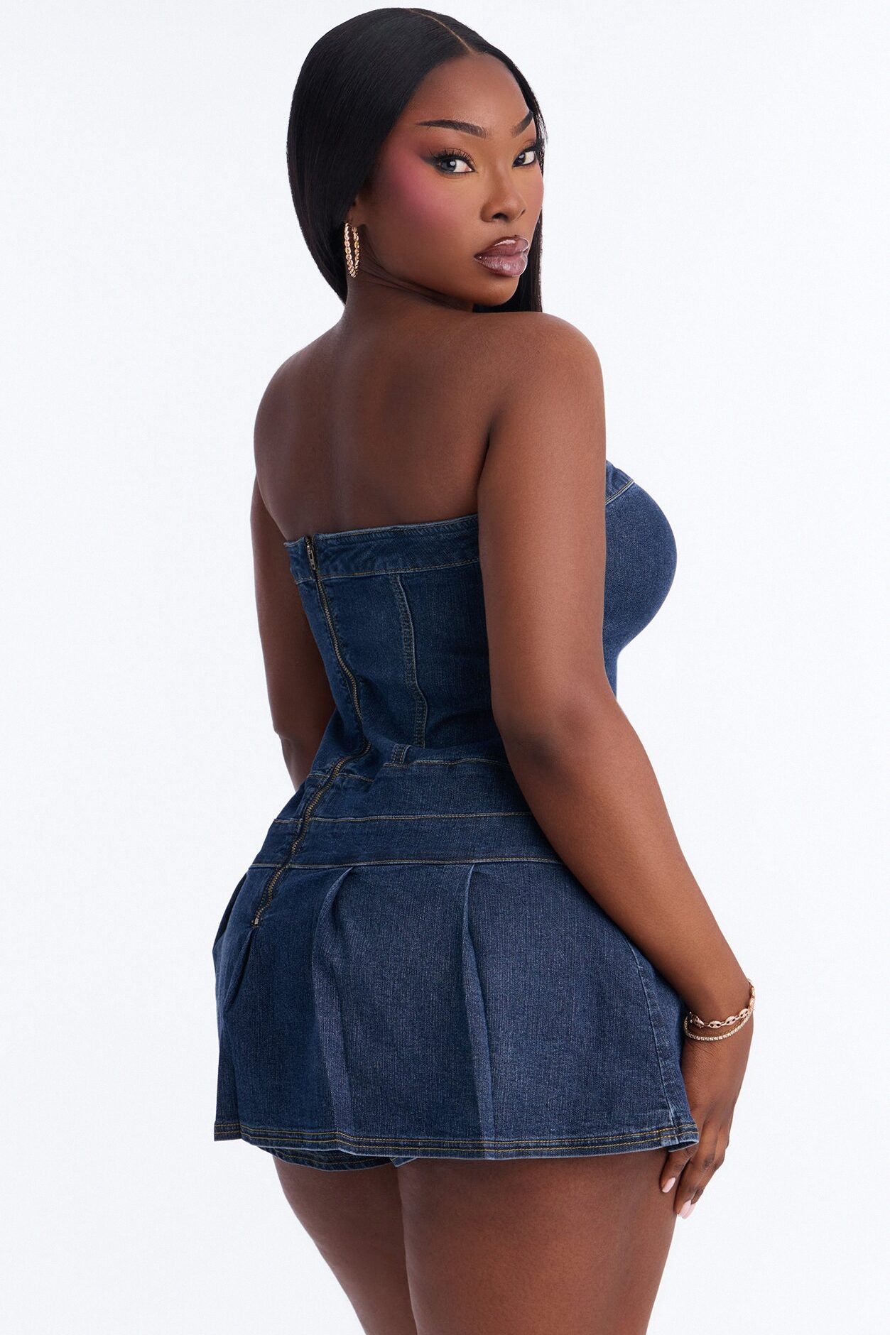 Karolina Strapless Denim Mini Dress - MediumWash