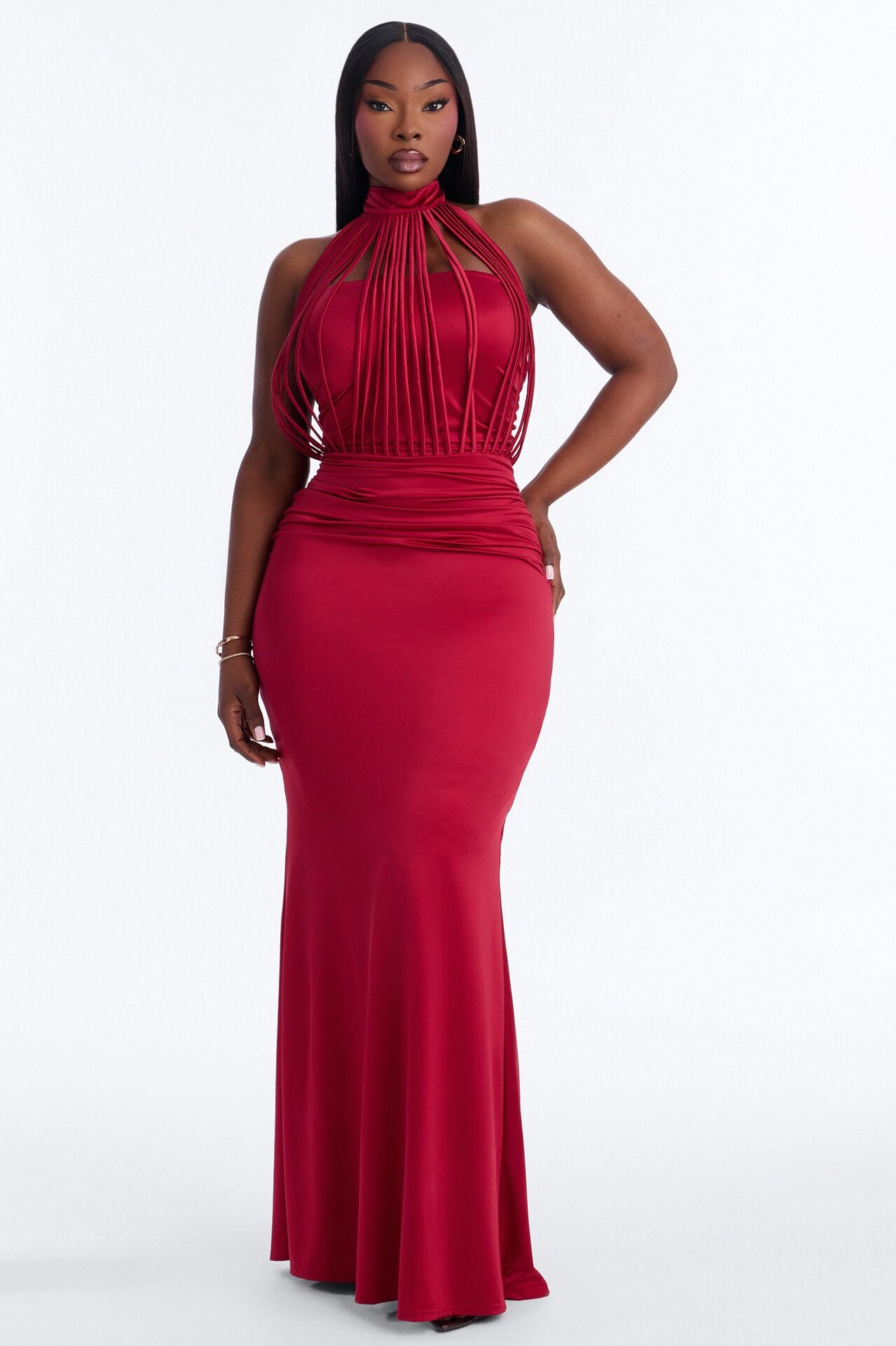 Untouchable Strappy Gown - Wine