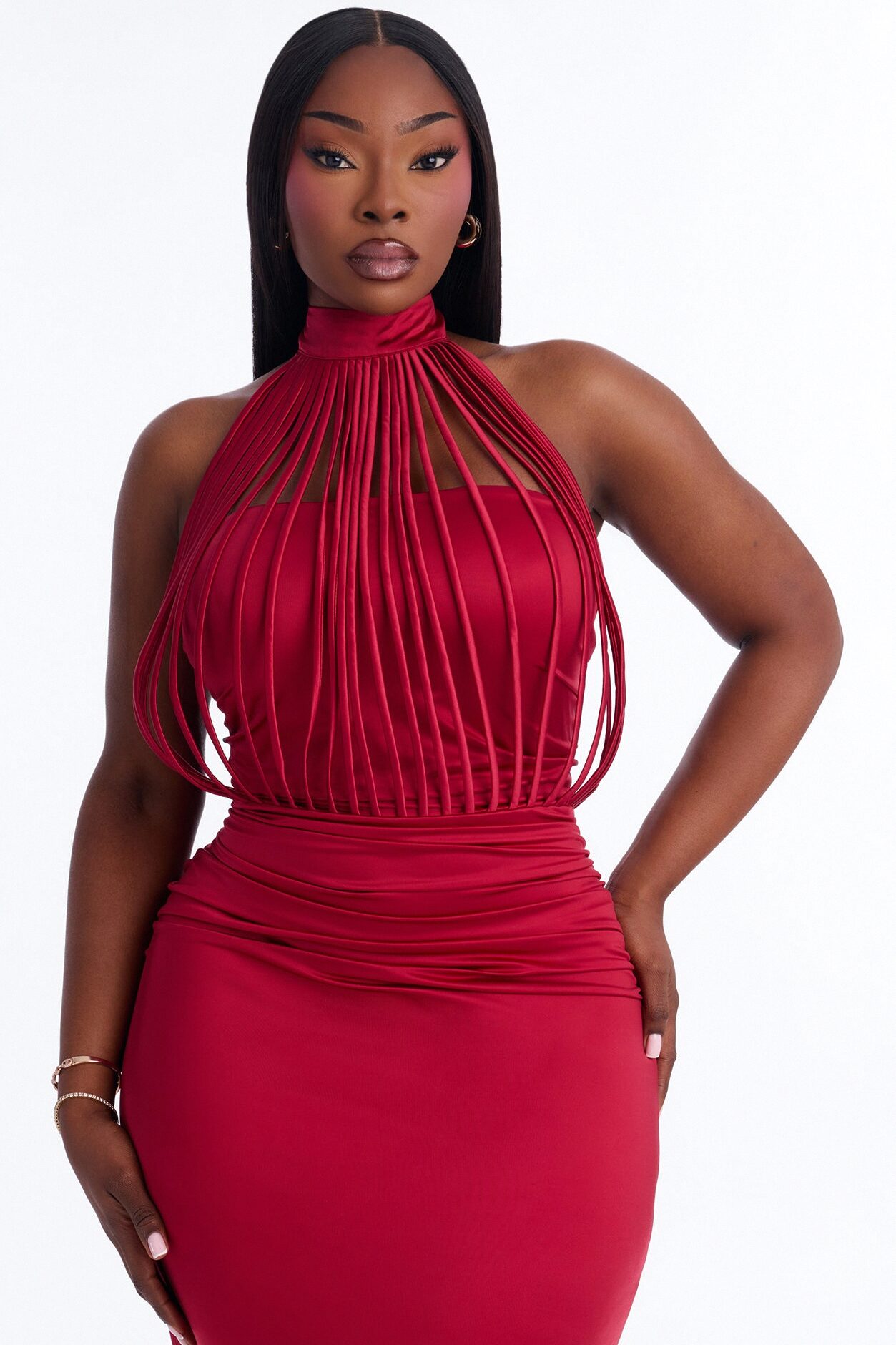 Untouchable Strappy Gown - Wine