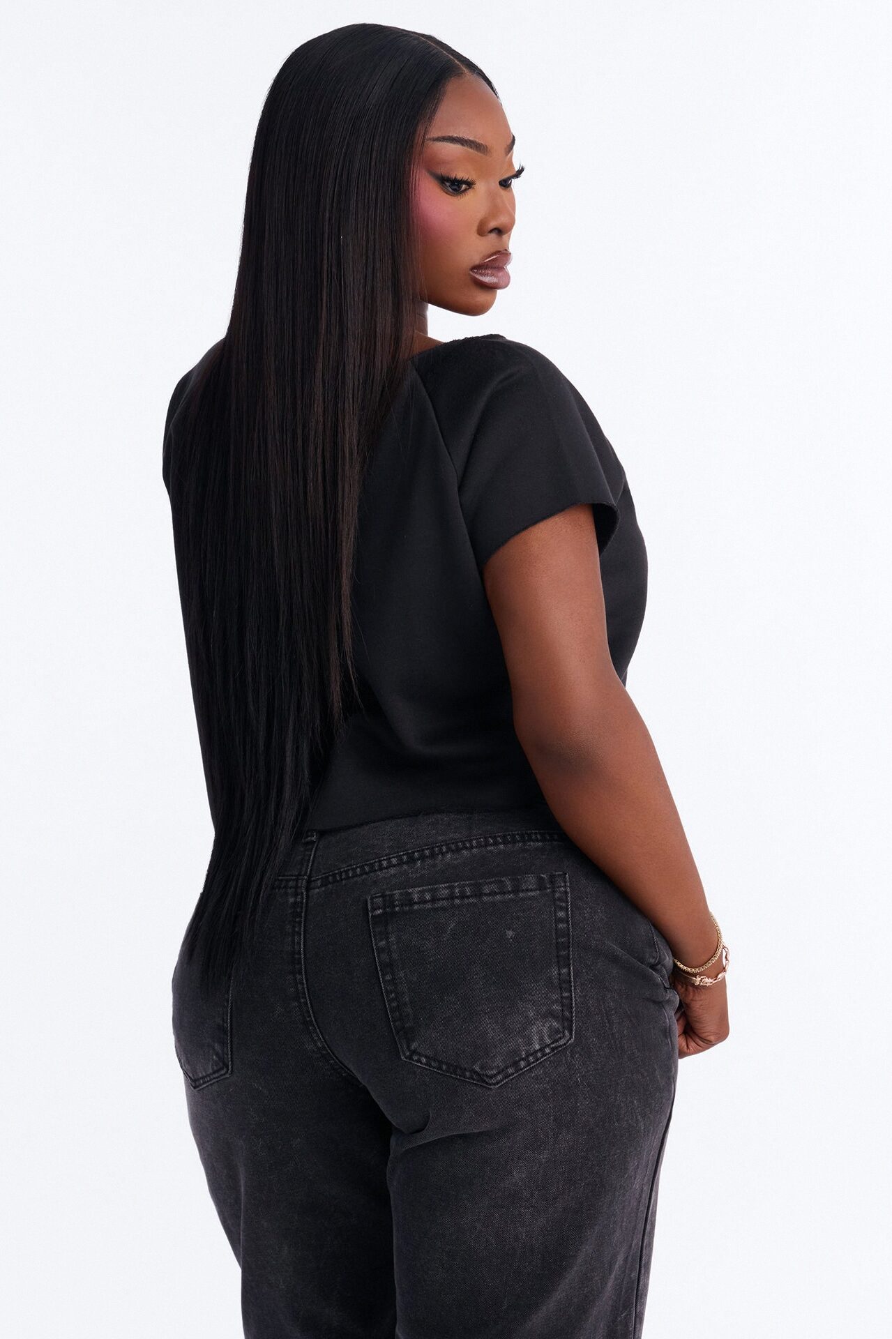 Iconic Off Shoulder Washed Cropped Tee - Black
