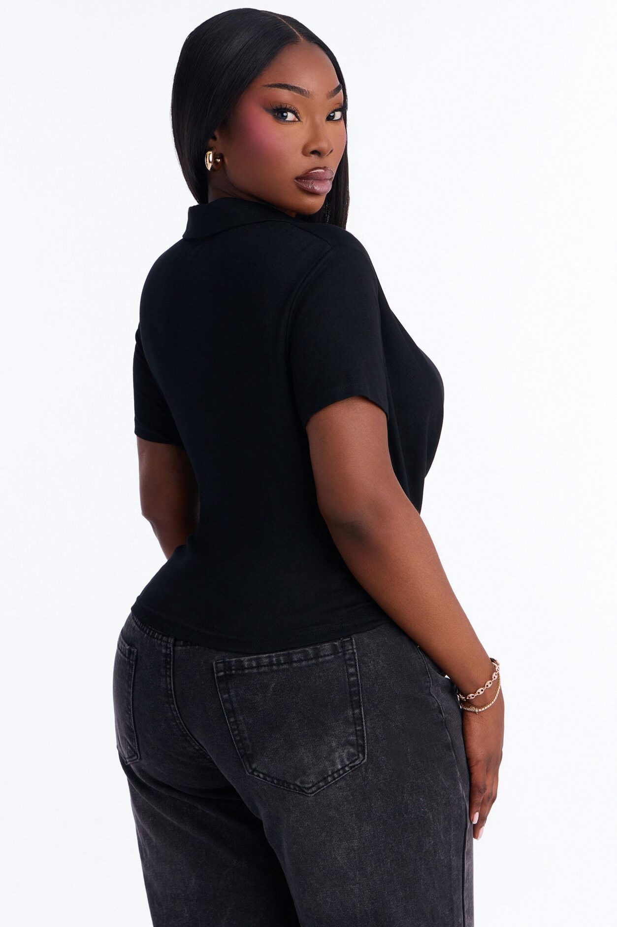 Séance Short Sleeve Cowl Neck Top - Black