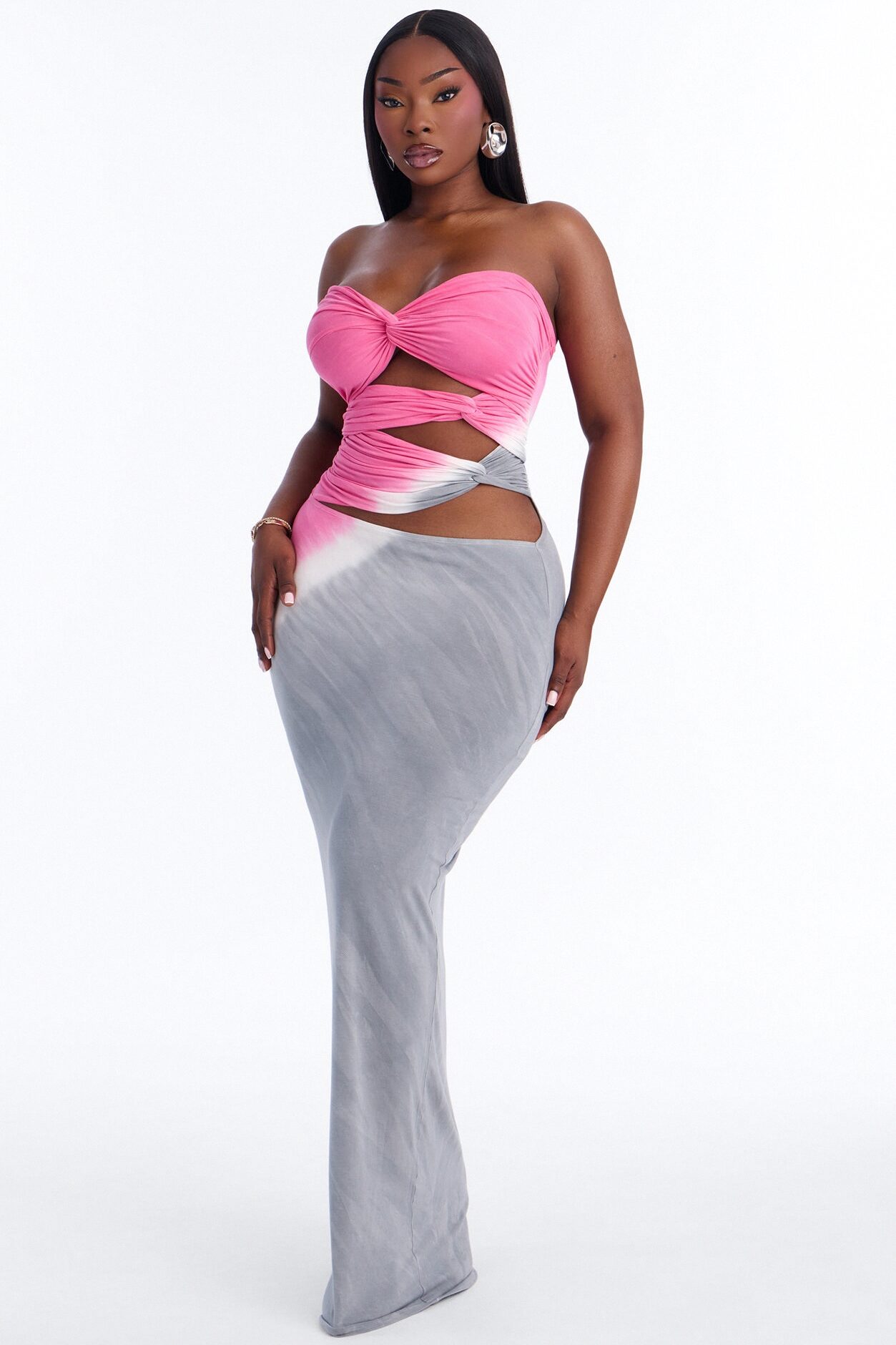 Let The Body Talk Maxi Dress - Pink/combo