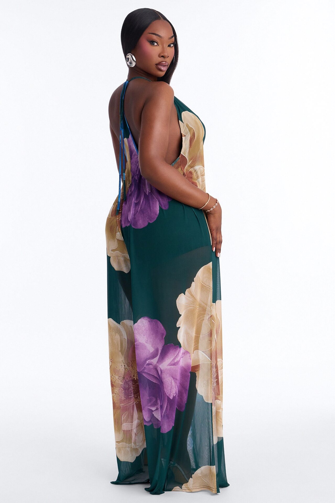 Valeria Mesh Floral Wide Leg Jumpsuit - Hunter