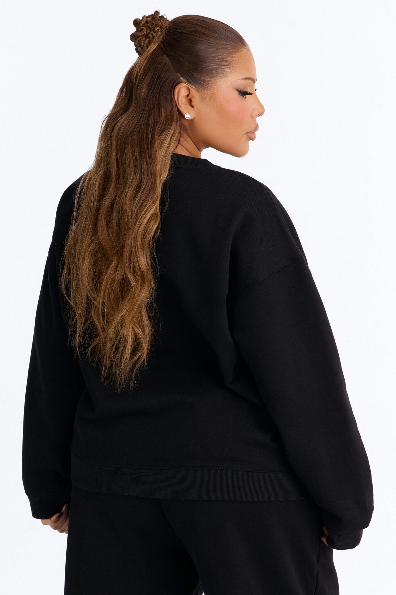 Libby Crew Neck Fleece Sweatshirt - Black