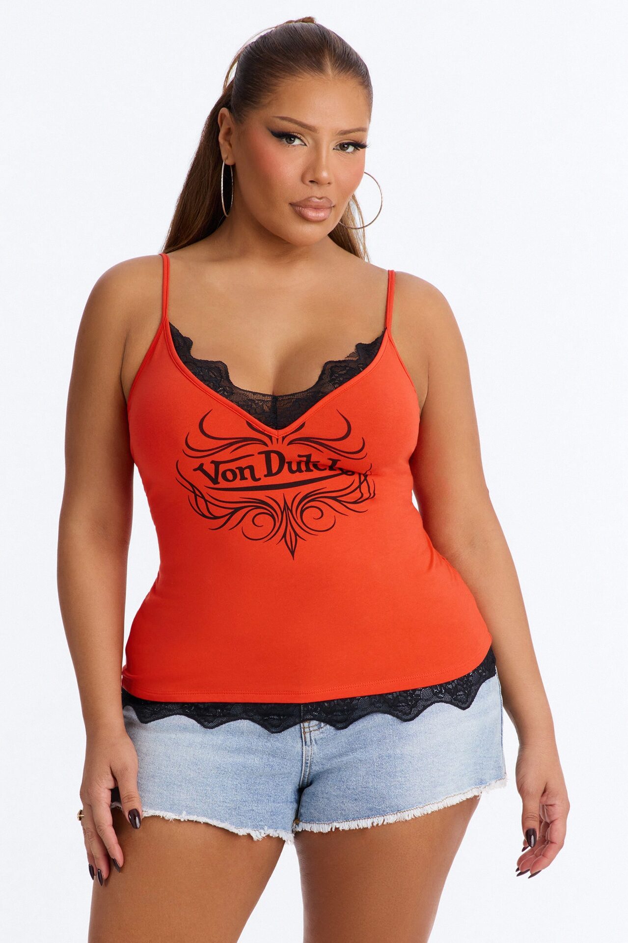 Von Dutch Rocker Tribal Lace Tank - Red
