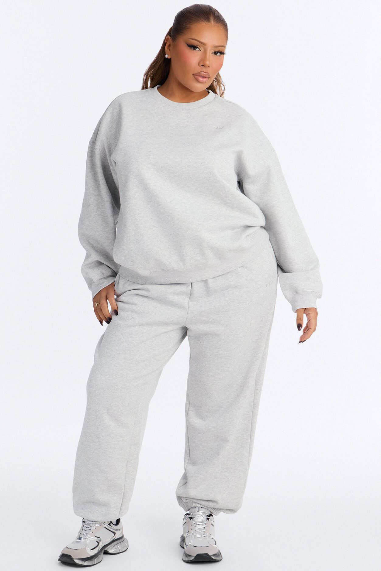 Libby Crew Neck Fleece Sweatshirt - Heather Grey