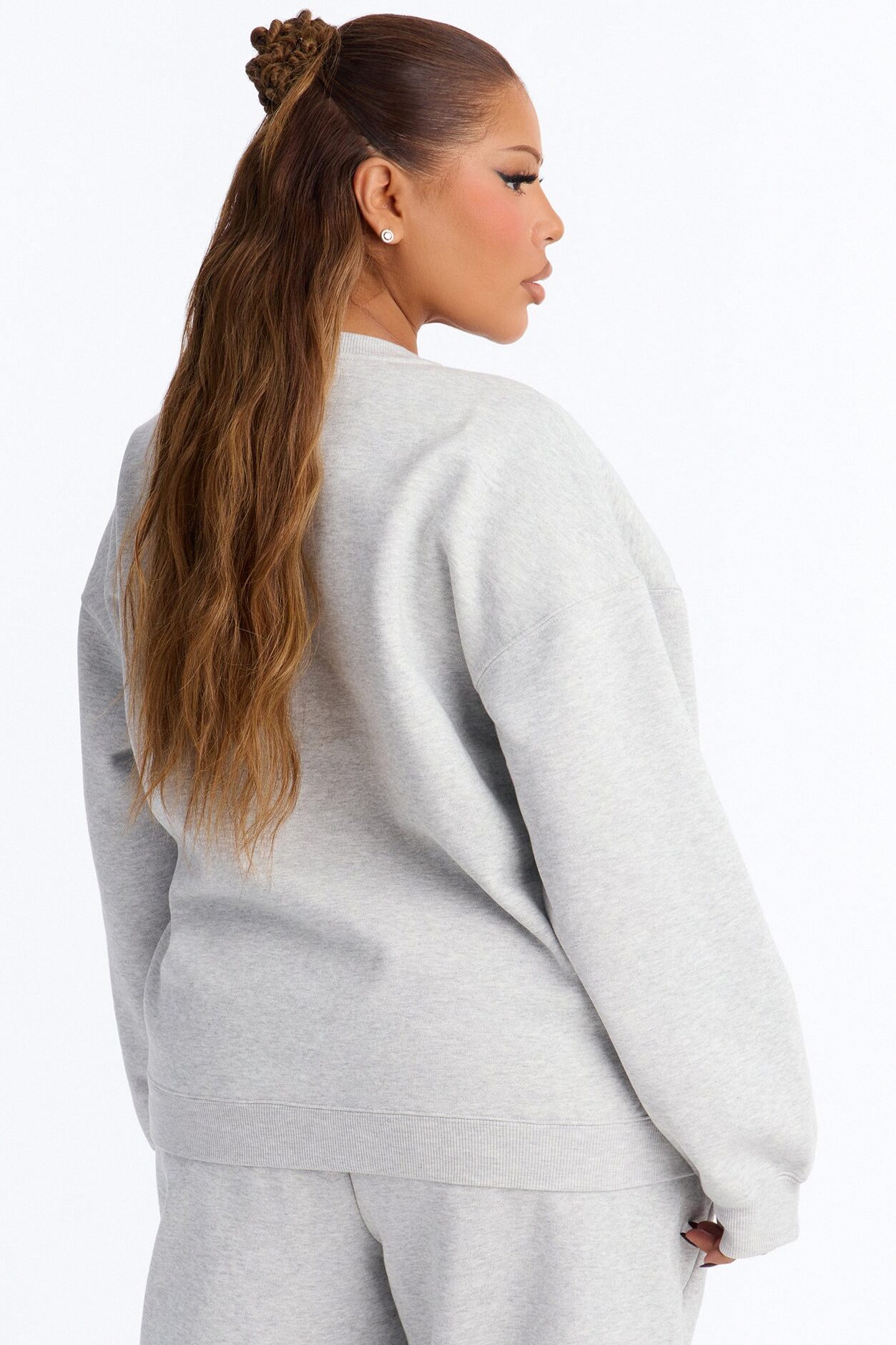 Libby Crew Neck Fleece Sweatshirt - Heather Grey
