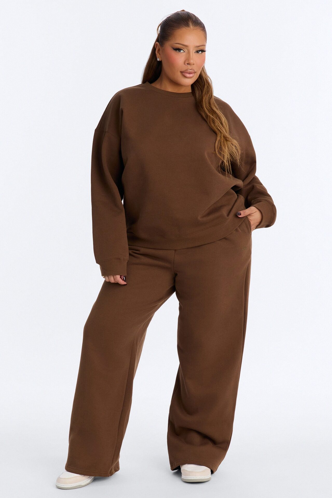 Libby Fleece Straight Leg Sweatpant - Brown