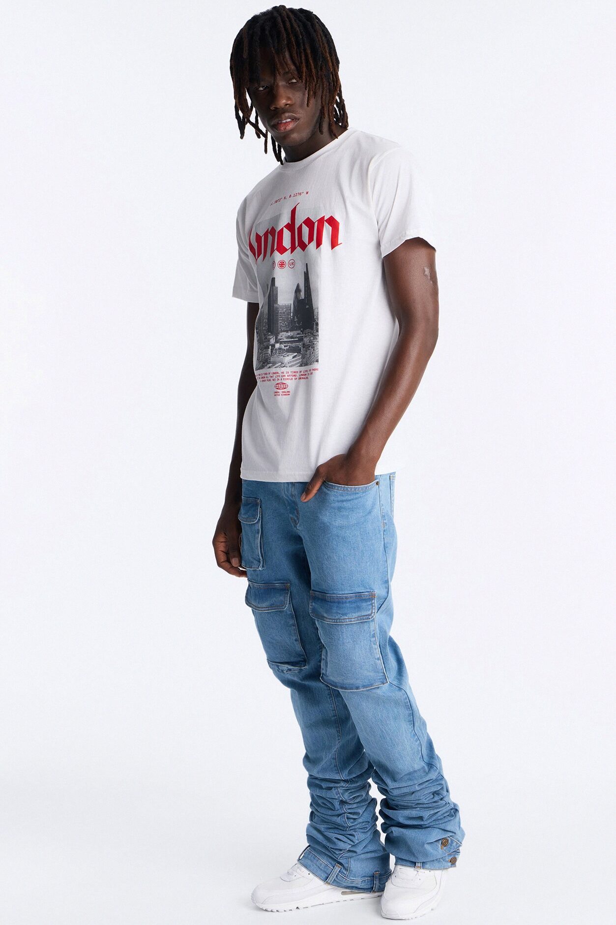 Ultra Stacked Skinny Cargo Jean - Medium Blue Wash