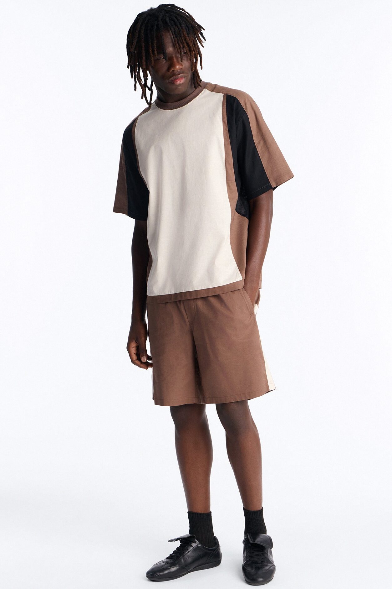 Basic Color Block Relaxed Short - Brown/combo
