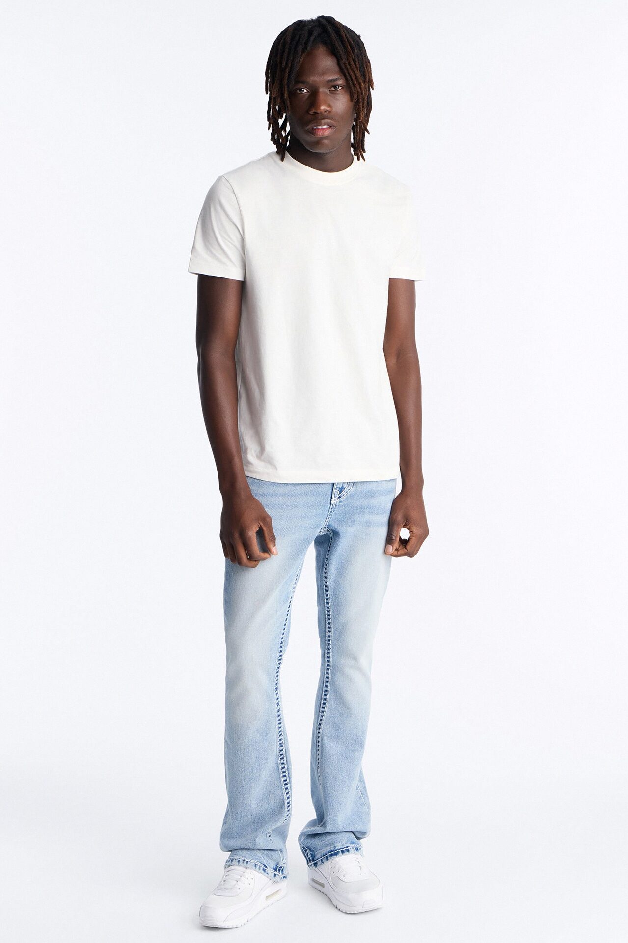 Heavy Stitch Stacked Skinny Flare Jean - Light Blue Wash