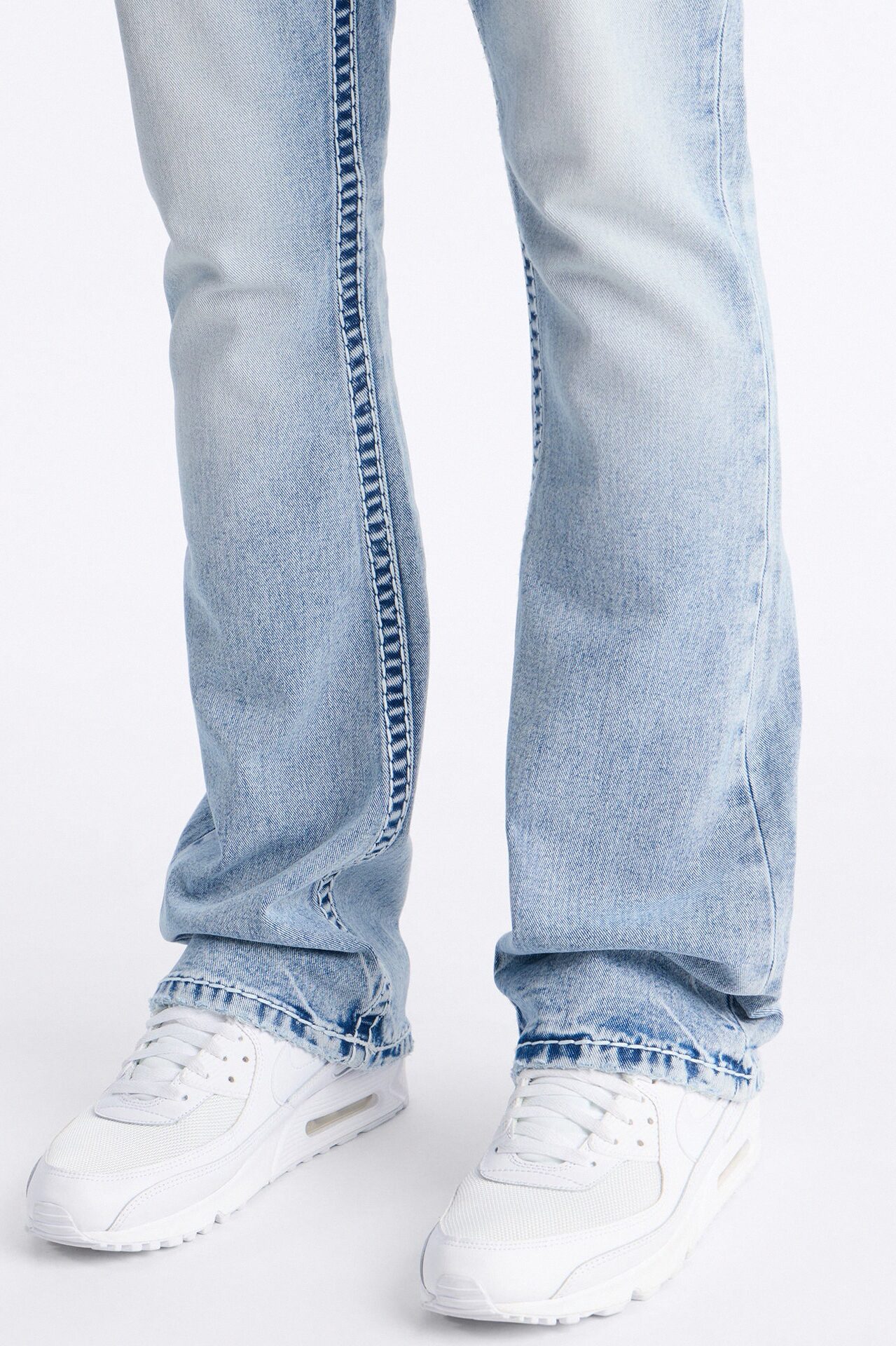 Heavy Stitch Stacked Skinny Flare Jean - Light Blue Wash