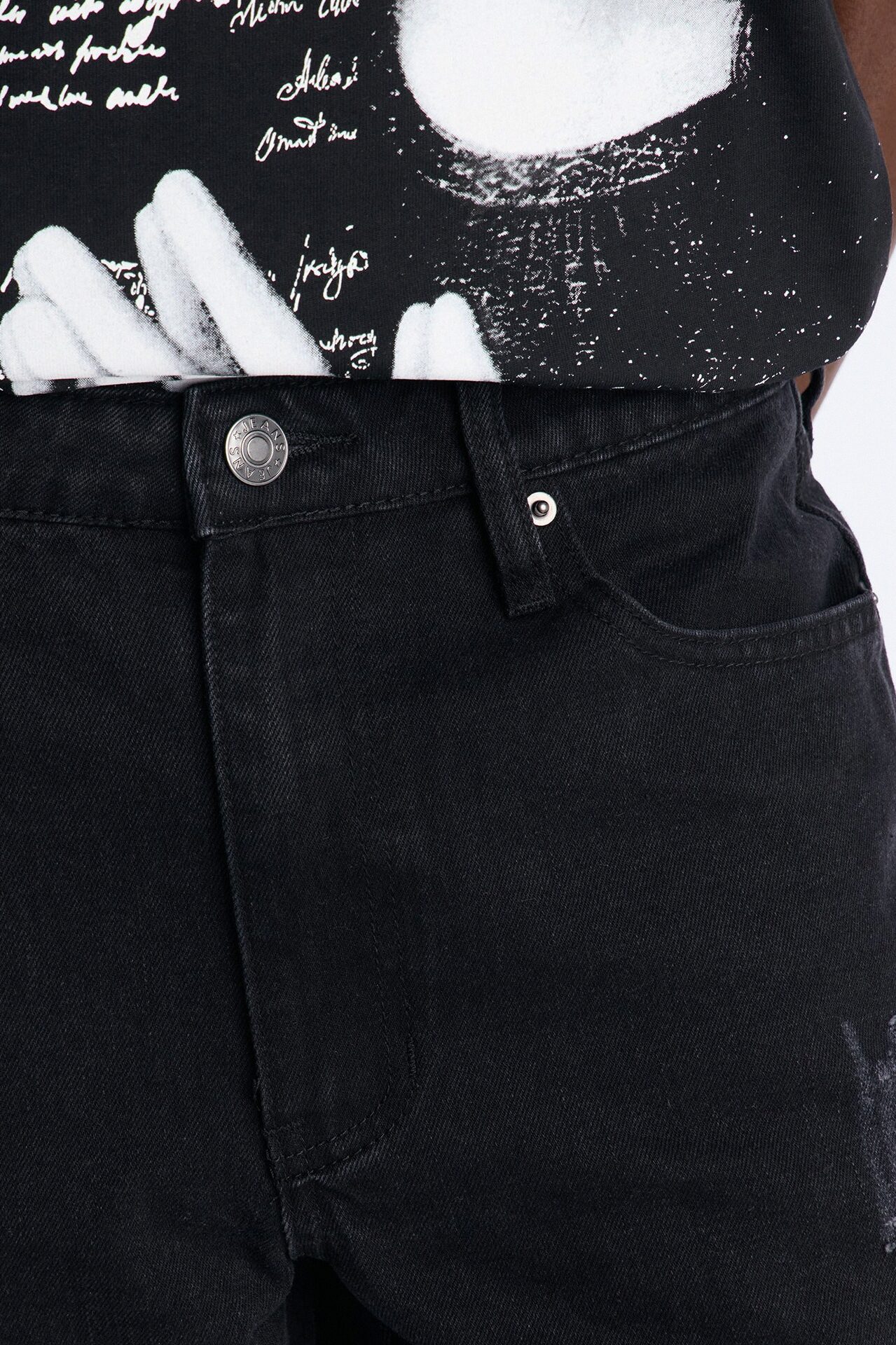 Stacked Slim Flare Slashed Down Jean - Black Wash