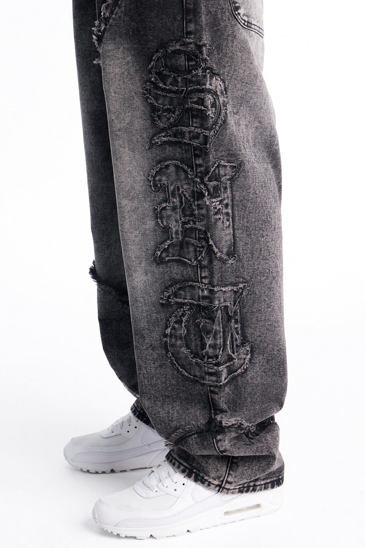 East End Frayed Baggy Jean - Dark Wash