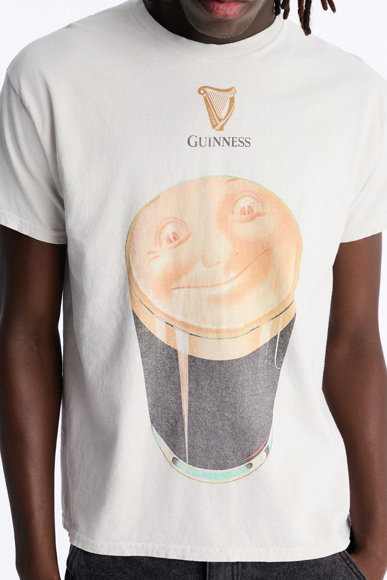Guinness Beer Art Vintage Short Sleeve Tee - Light Grey
