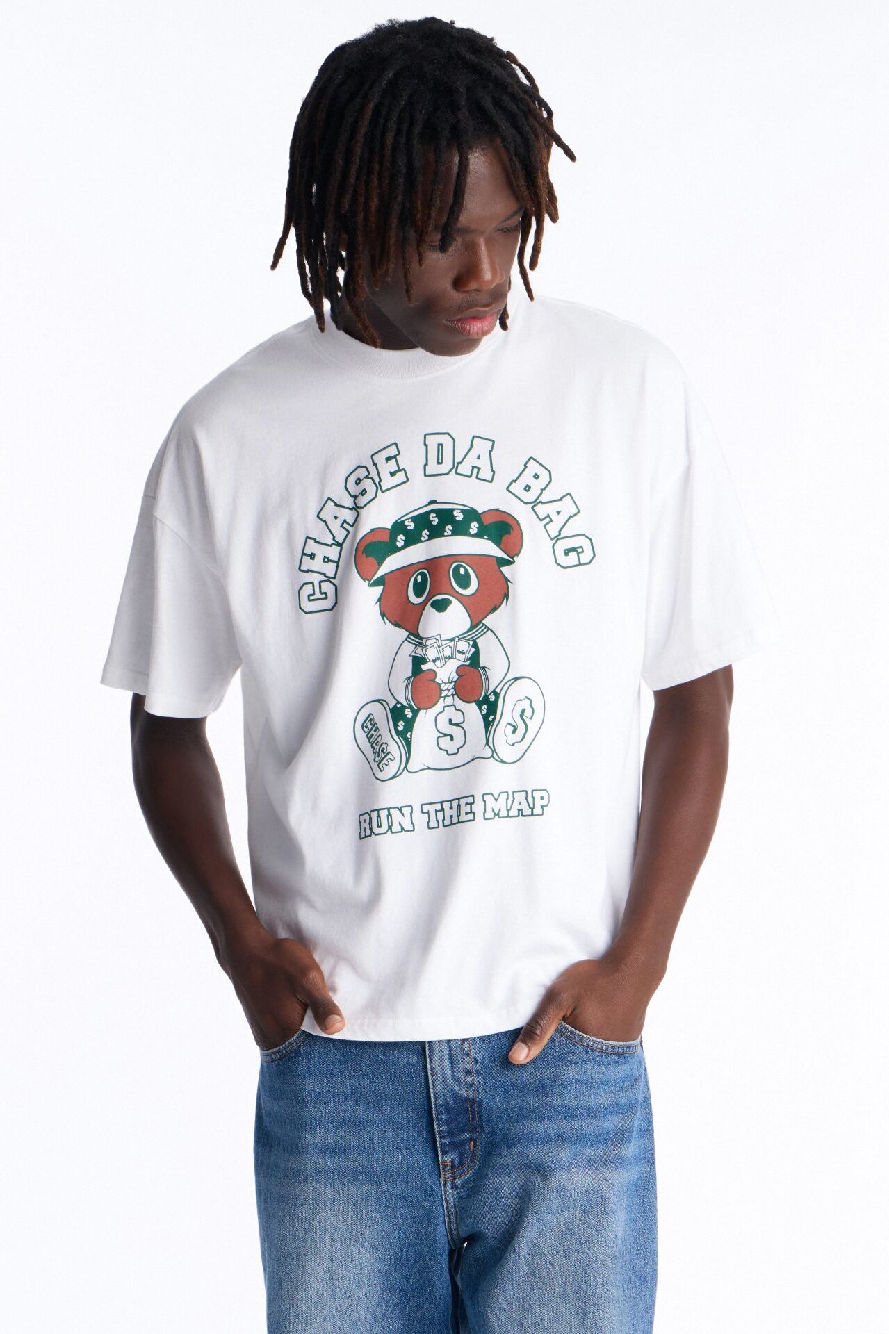 Chase Da Bag Boxy Short Sleeve Tee - White