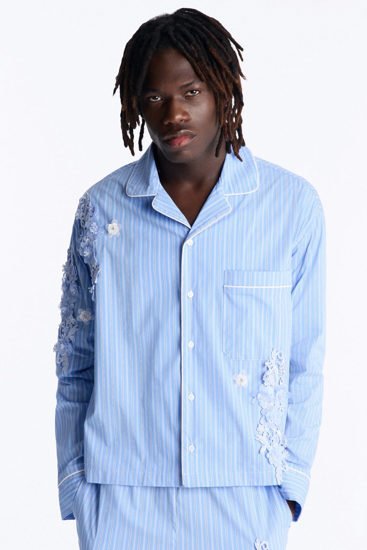 Field Notes Cuban Collar Button Up Shirt - Blue/combo