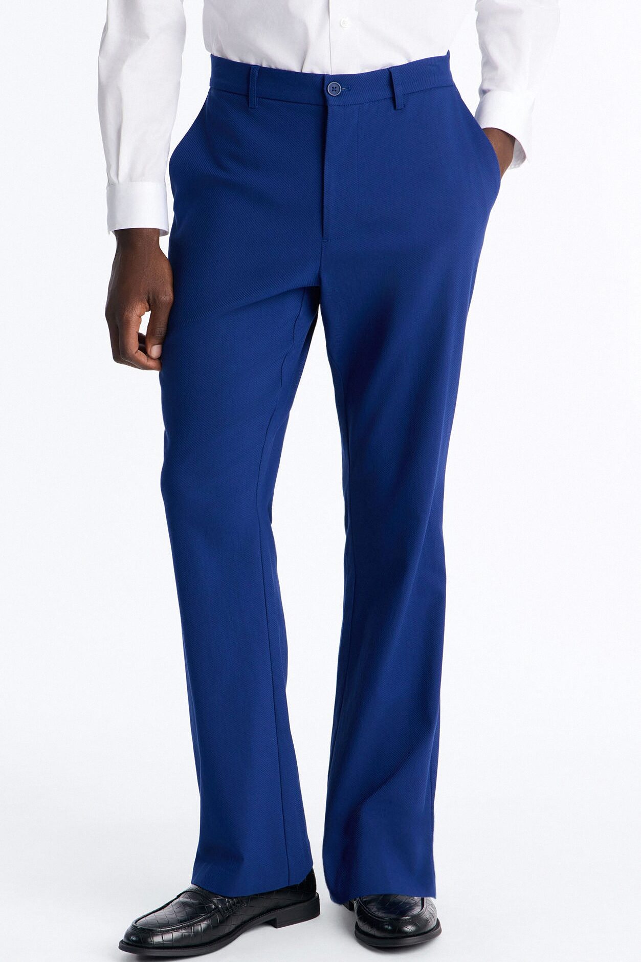 Slim Modern Gabardine Slit Flared Trouser - Midnight Navy